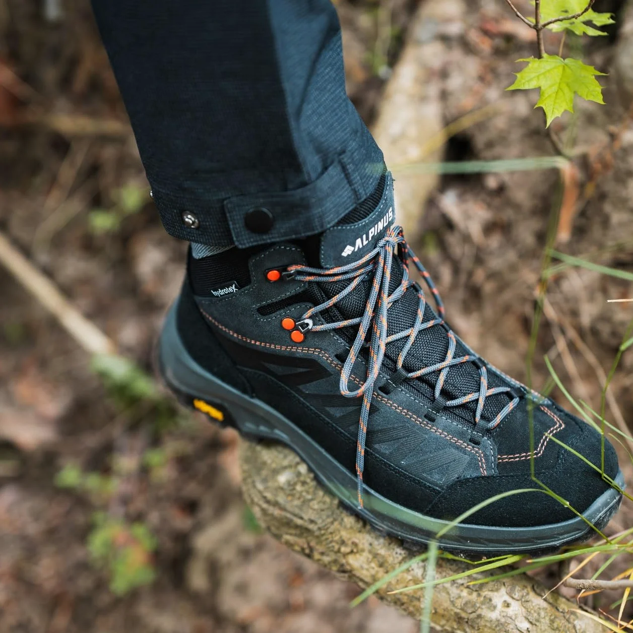 Alpinus - Buty Trekkingowe Kominite Mid, Buty Turystyczne, Górskie, Hikingowe, antracytowo - pomarańczowe GR11753