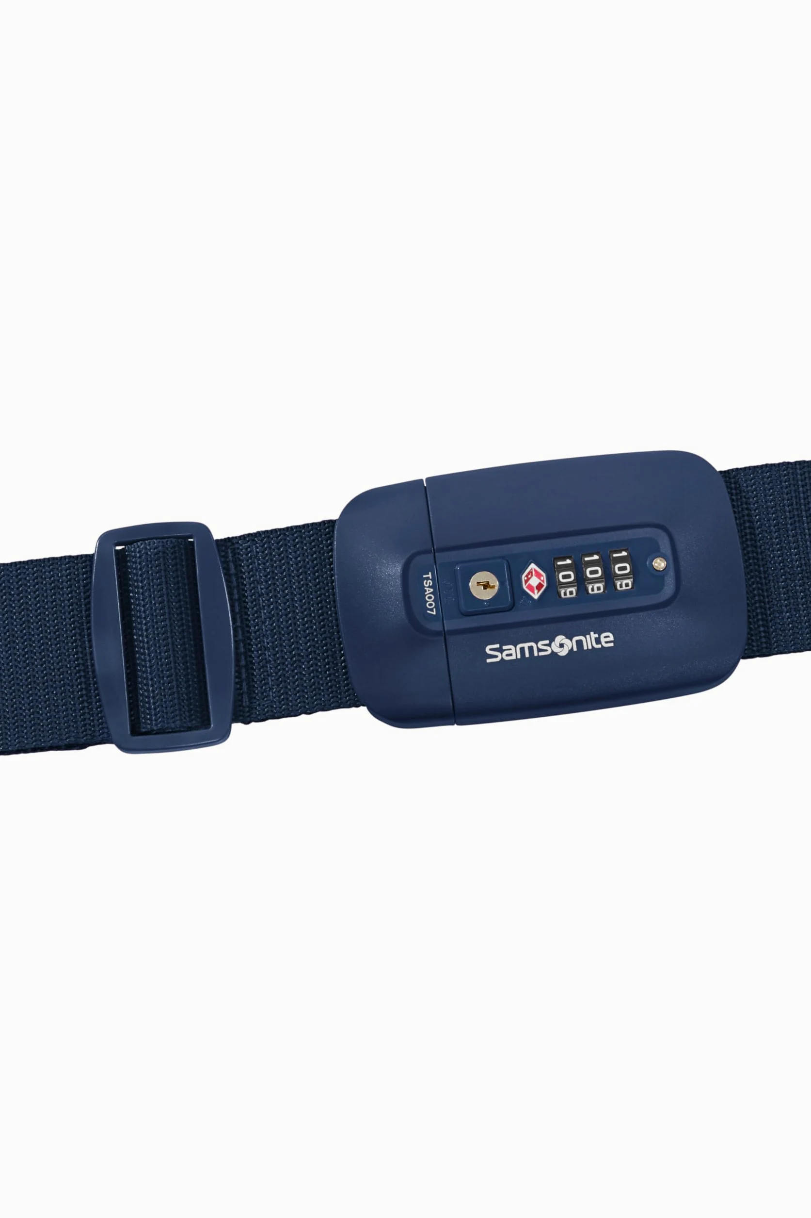 Samsonite TA Revolution – Pas Bagażowy z Zamkiem TSA, Regulowany 50mm, Wytrzymała Klamra, Bezpieczny Pas na Walizkę do Podróży, Niebieski (Midnight Blue)