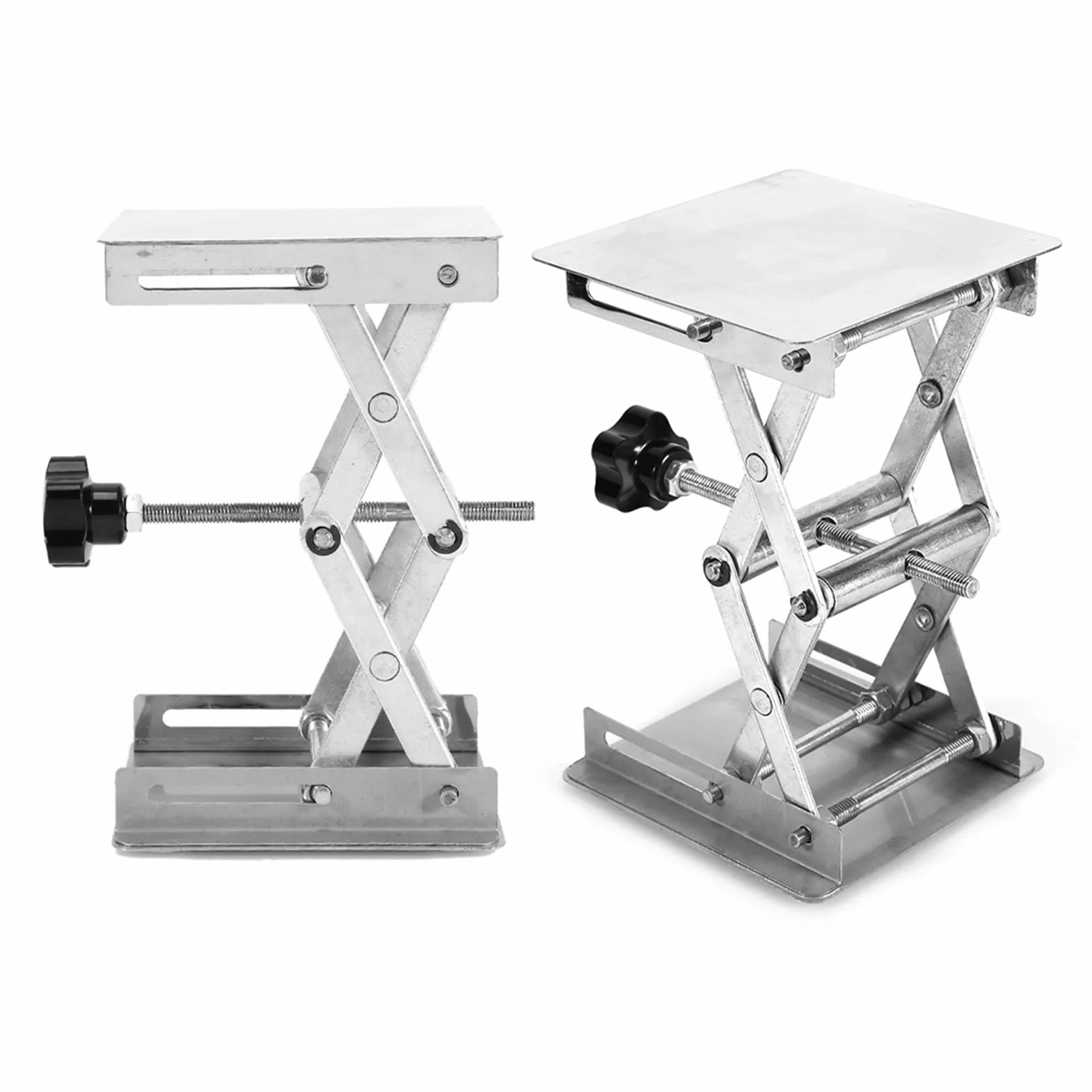 Podnośnik nożycowy laboratoryjny laboratoryjny 10 x 10 cm, laboratoryjny podnośnik ze stali nierdzewnej, stojak nożycowy, podnośnik laboratoryjny, sterowanie ręczne
