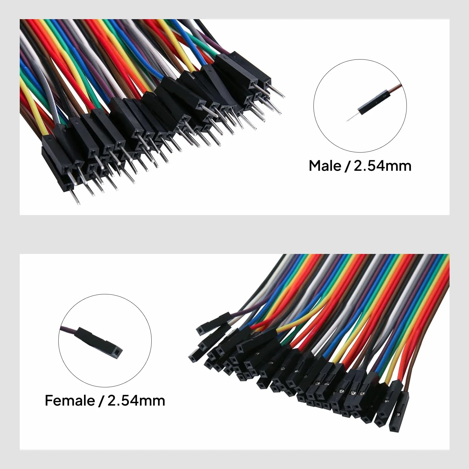 ELEGOO 40 x 20 cm Żeński, męski, Zworka kablowa 28 AWG Mostki Przewodowe dla Arduino Raspberry Pi (Zestaw 3 szt.)