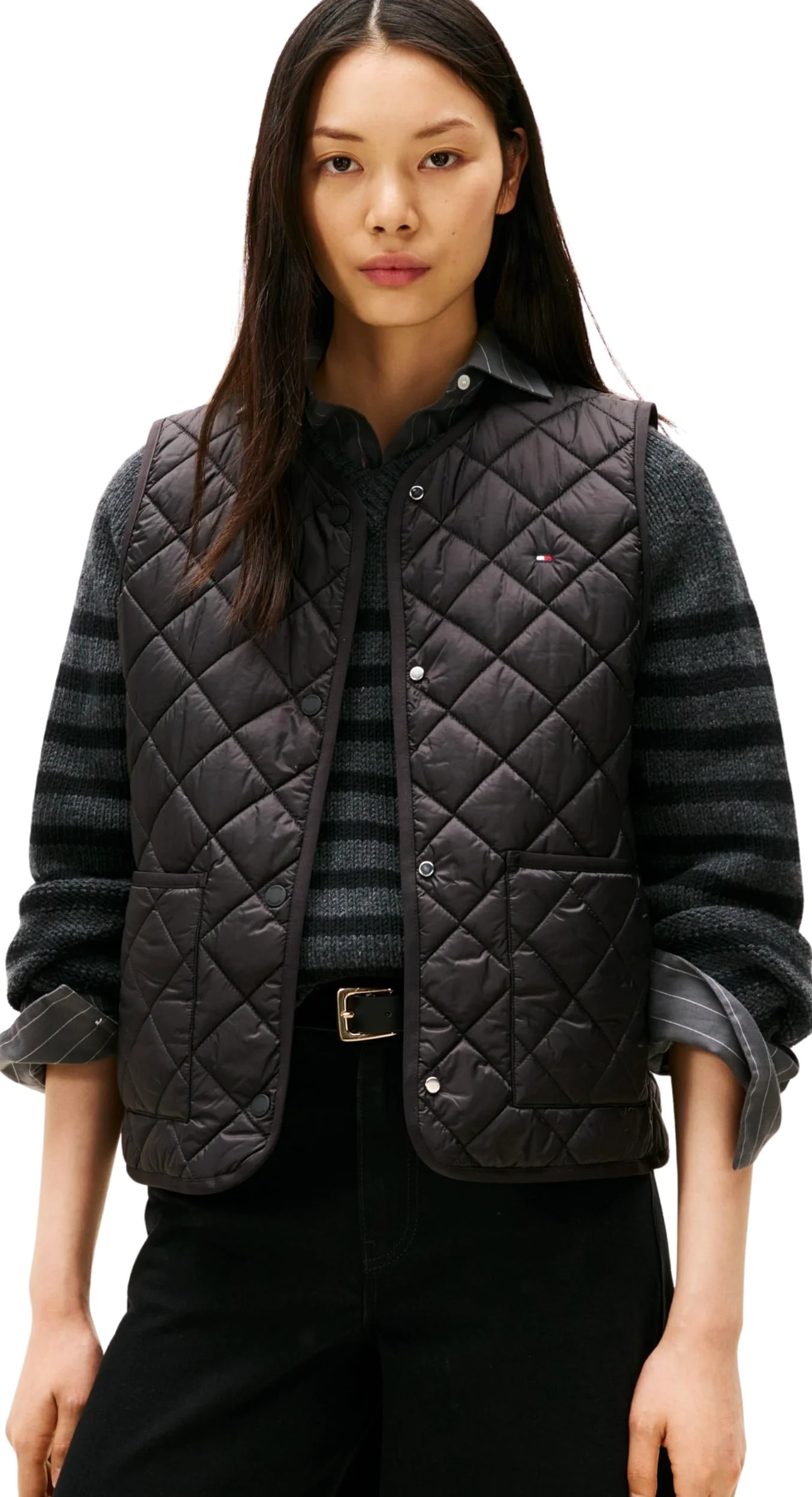 Tommy Hilfiger Damska kamizelka pikowana LW PADDED REG WW0WW47289, czarna, L, czarny (czarny), L