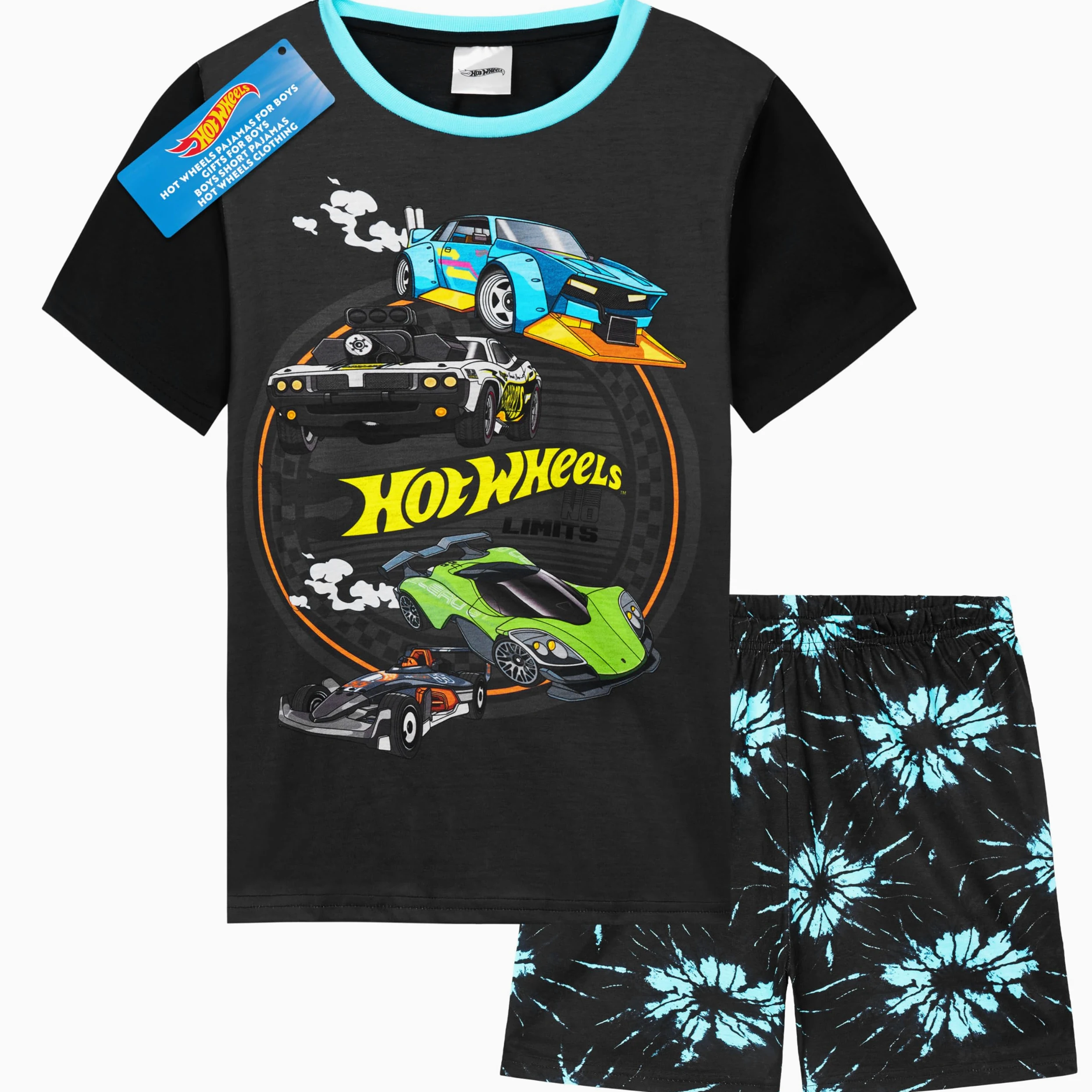 Hot Wheels Piżama dziecięca dla chłopców, krótka, 2-częściowy zestaw piżamowy, wygodna letnia bielizna nocna, prezent do samochodu