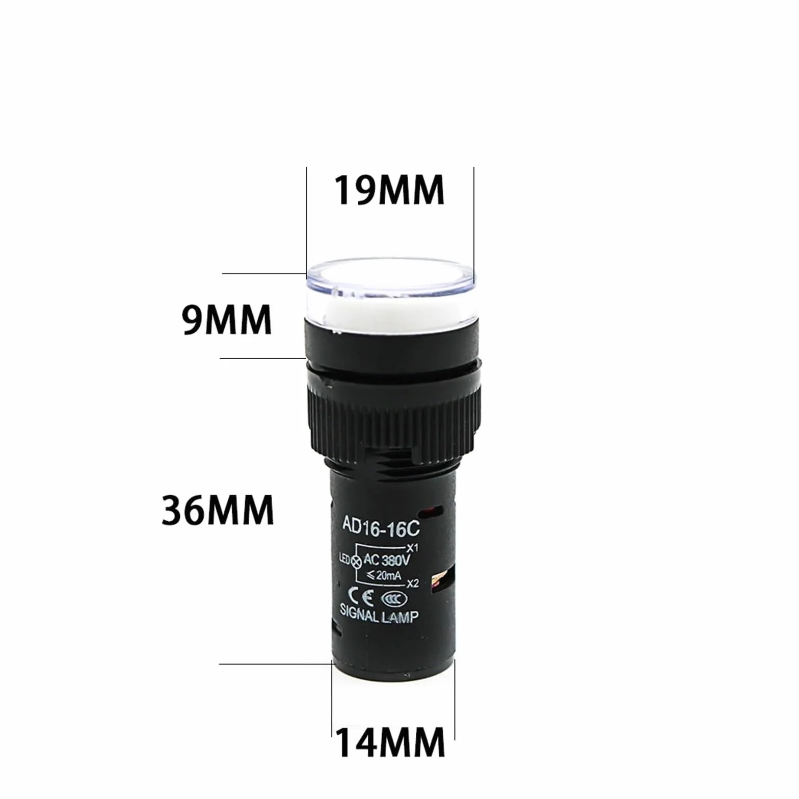 16MM Lampka LED do montażu panelowego sygnał pilota wskaźnik mocy 12 V 24 V 110 V 220 V 380 V Czerwony Zielony Żółty Niebieski Biały LED (Kolor: Zielony, Rozmiar: 12 V)