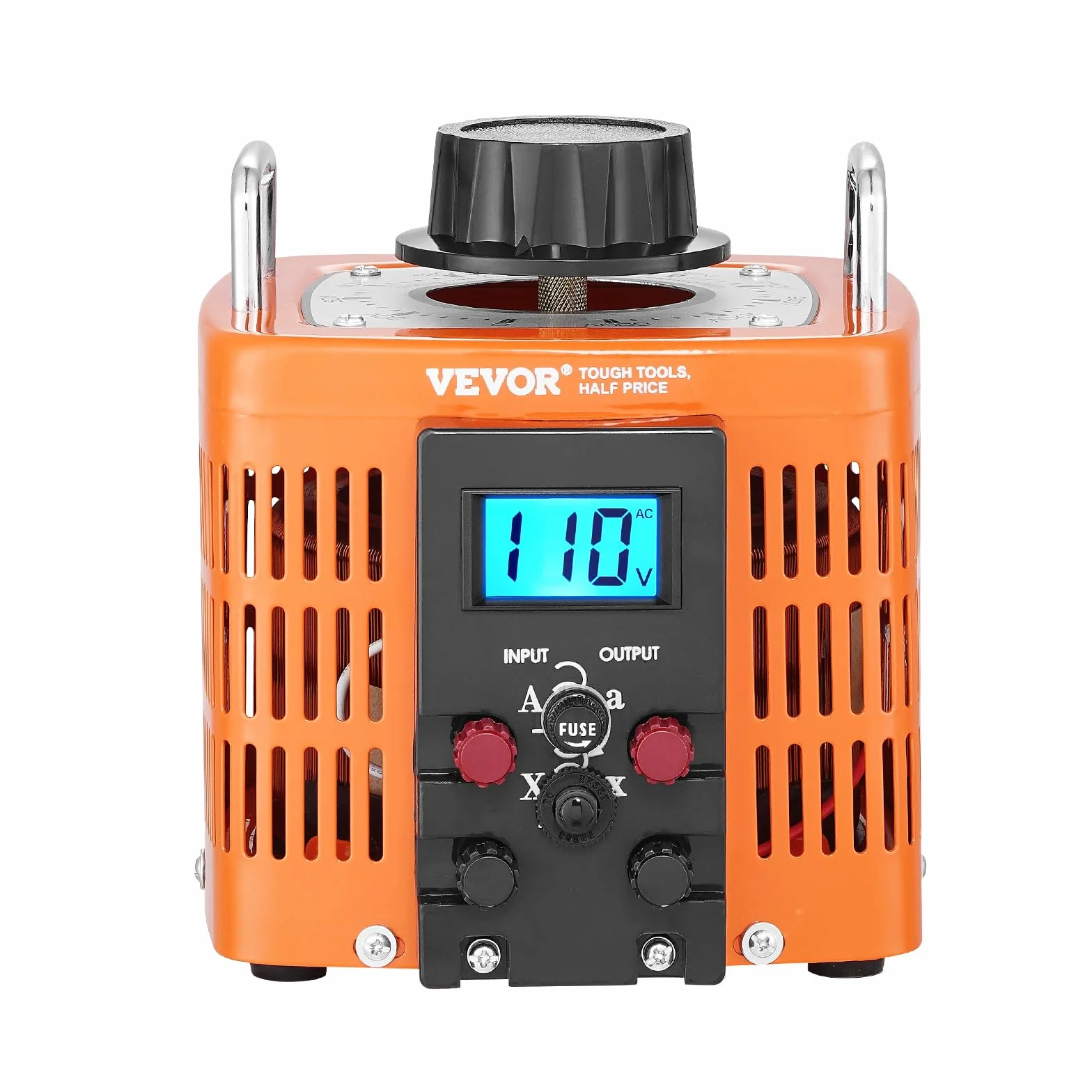 VEVOR Transformator nastawczy 2000 VA o zmiennym napięciu, 6,6 A, wejście 230 V, wyjście 0-300 V, regulator napięcia zmiennego, z wyświetlaczem LCD, 4 dodatkowe bezpieczniki, do domu, przemysłu, biura