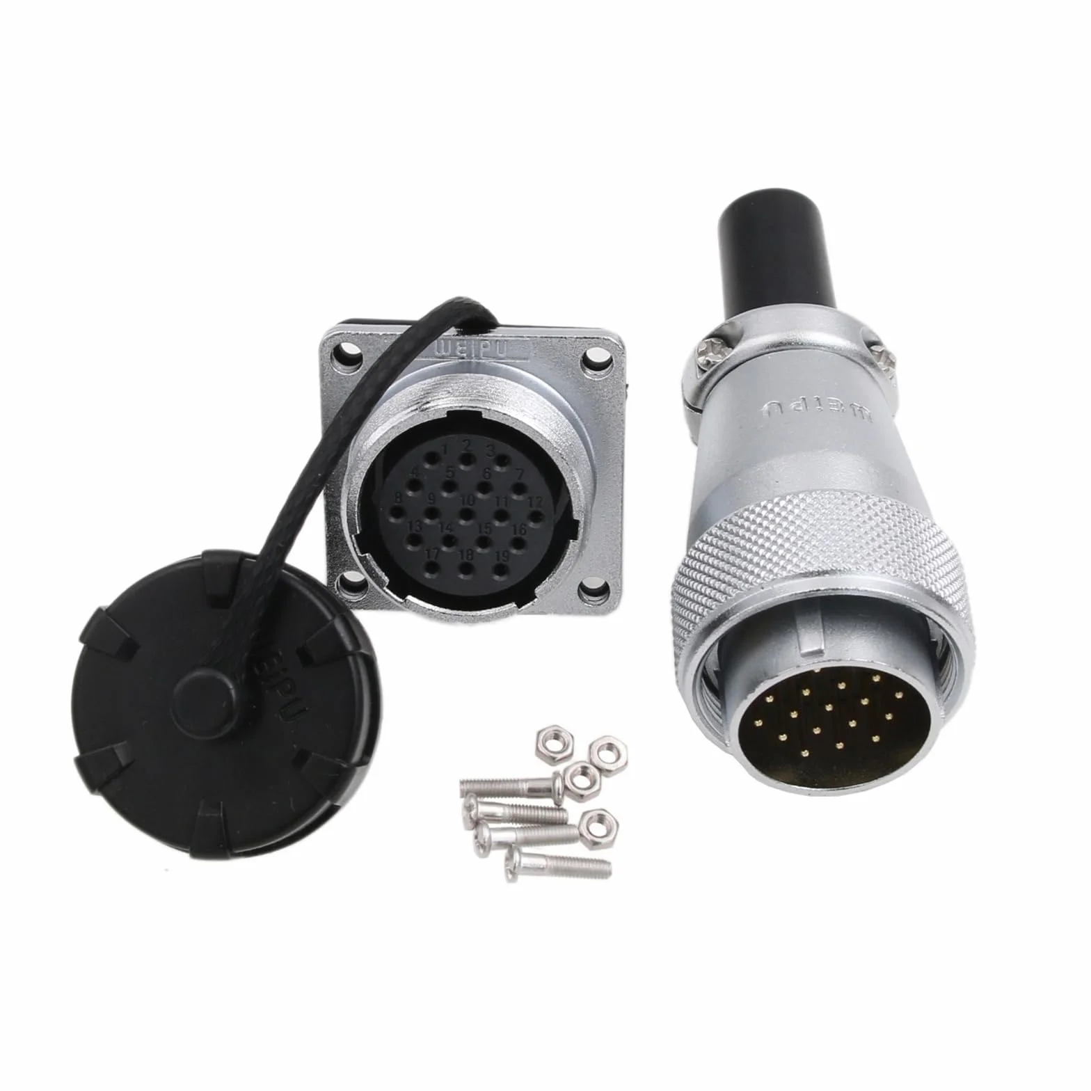 HangTon WS24 19-biegunowa Aviation okrągła wtyczka elektryczna 5A 500V męski kabel wtyczka + gniazdo panel gniazdo pyłoszczelna przemysłowa obudowa metalowa