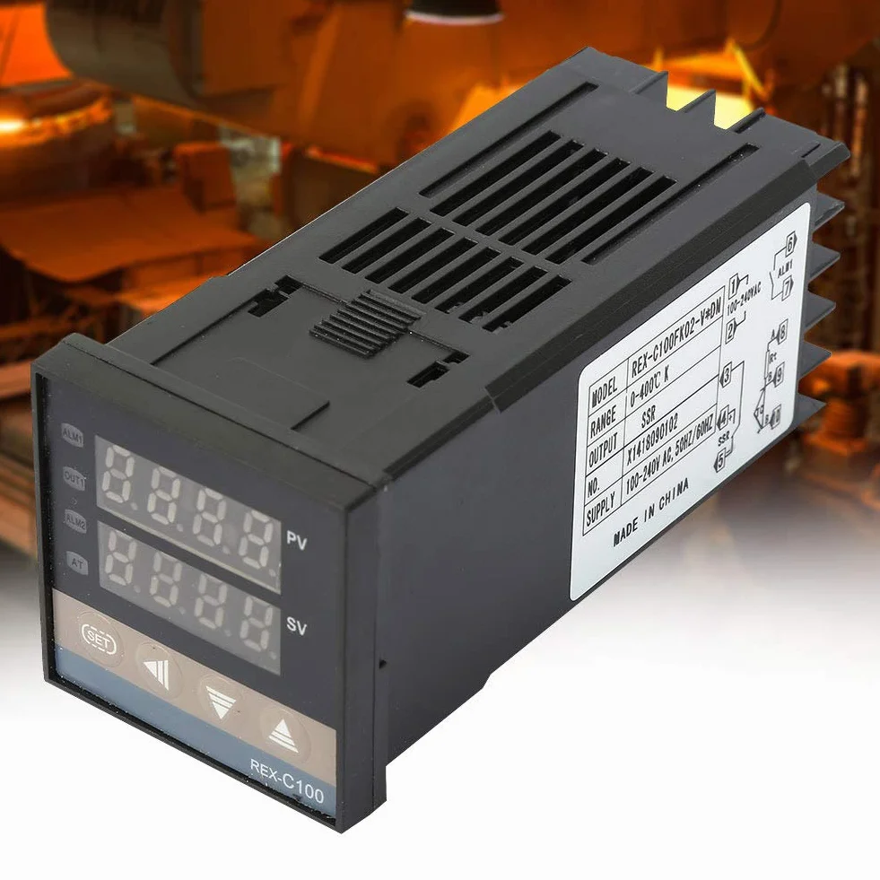 Zestaw regulatora temperatury PID cyfrowy z SSR 25A, termopara M6 K 1m, zakres 0-400°C, sterownik do pieca i grzania, kompatybilny AC110-240V