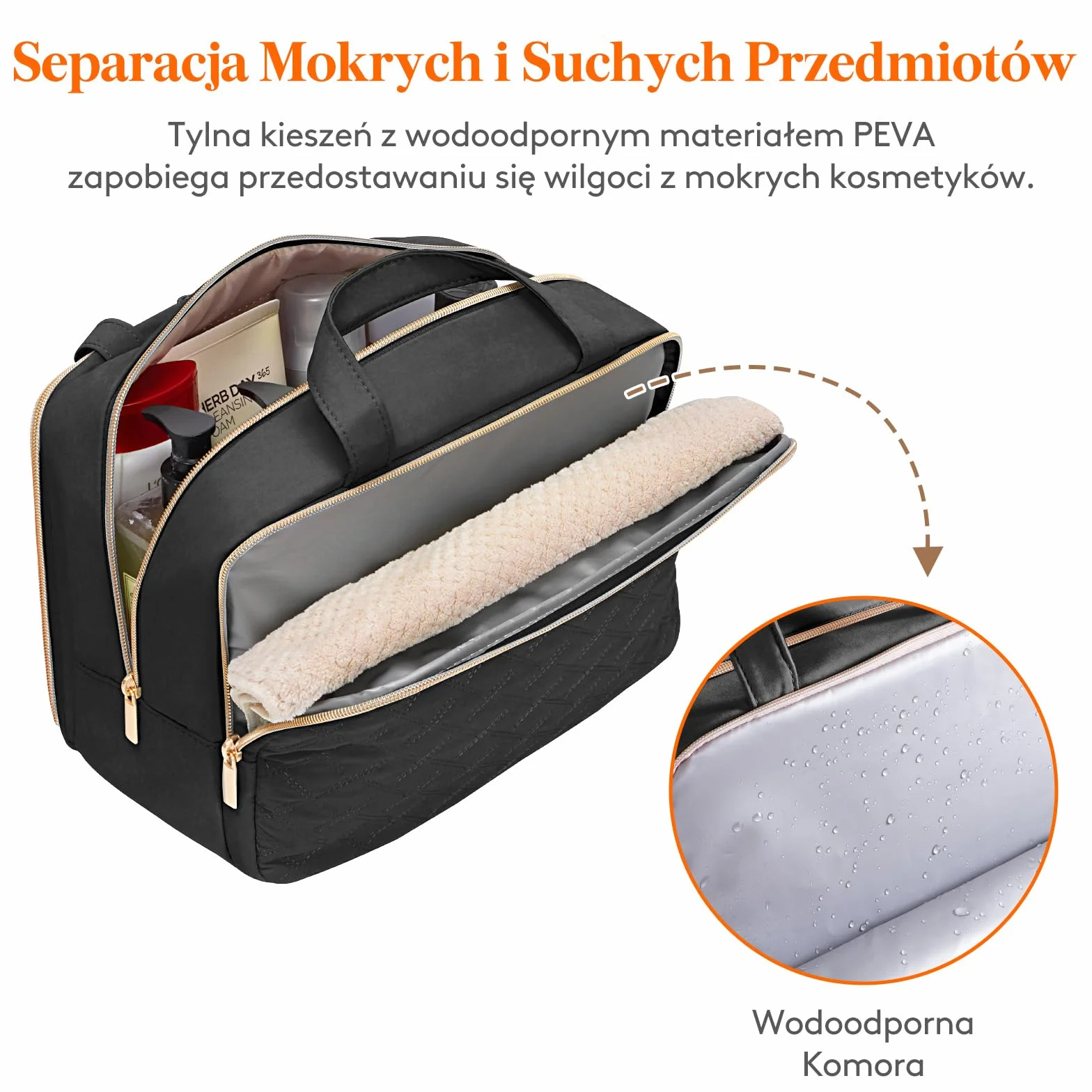 Lifewit Kosmetyczka Damska, Organizer na Kosmetyki Podróżne, Przezroczysta Kosmetyczka na Kosmetyki Pełnowymiarowe, Niezbędne w Podróży Pojemniki do Pielęgnacji Skóry, 10L, Czarny