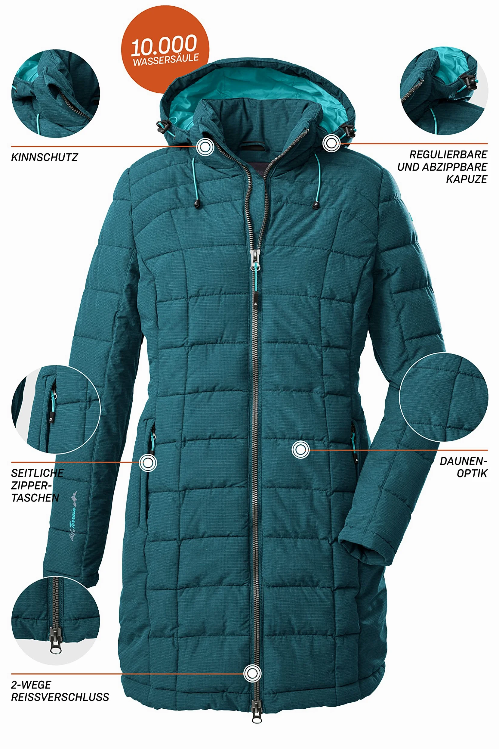 Killtec Parka o wyglądzie puchu z odpinanym kapturem Kobiety Skane Wmn Quilted Prk