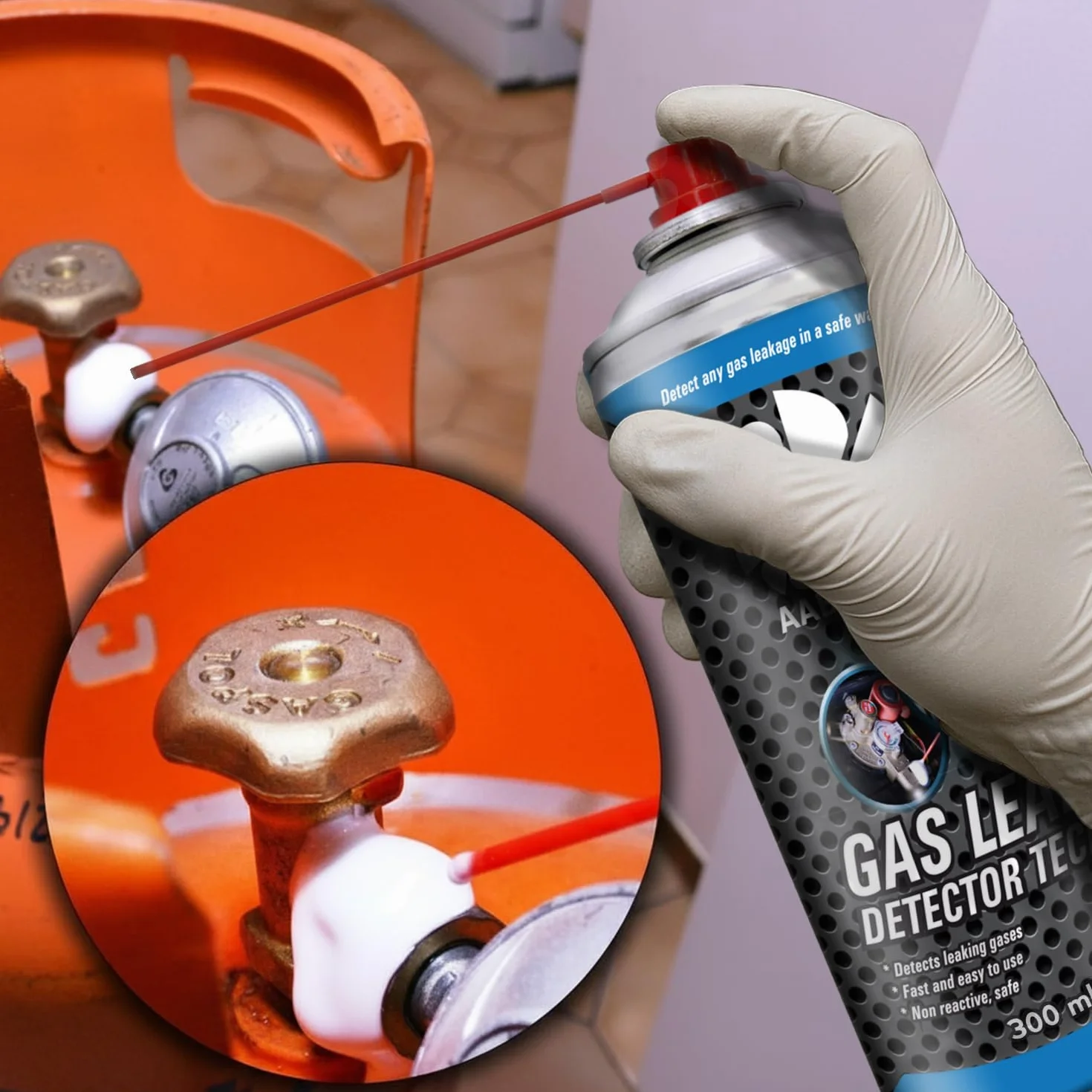 AABCOOLING Gas Leak Detector 300ml - Tester Szczelności Układów Sprężonego Powietrza, Instalacja Pneumatyczna do Malowania, Wykrywacz Nieszczelności w Wężach do Kompresora, Złączkach, Pistoletach