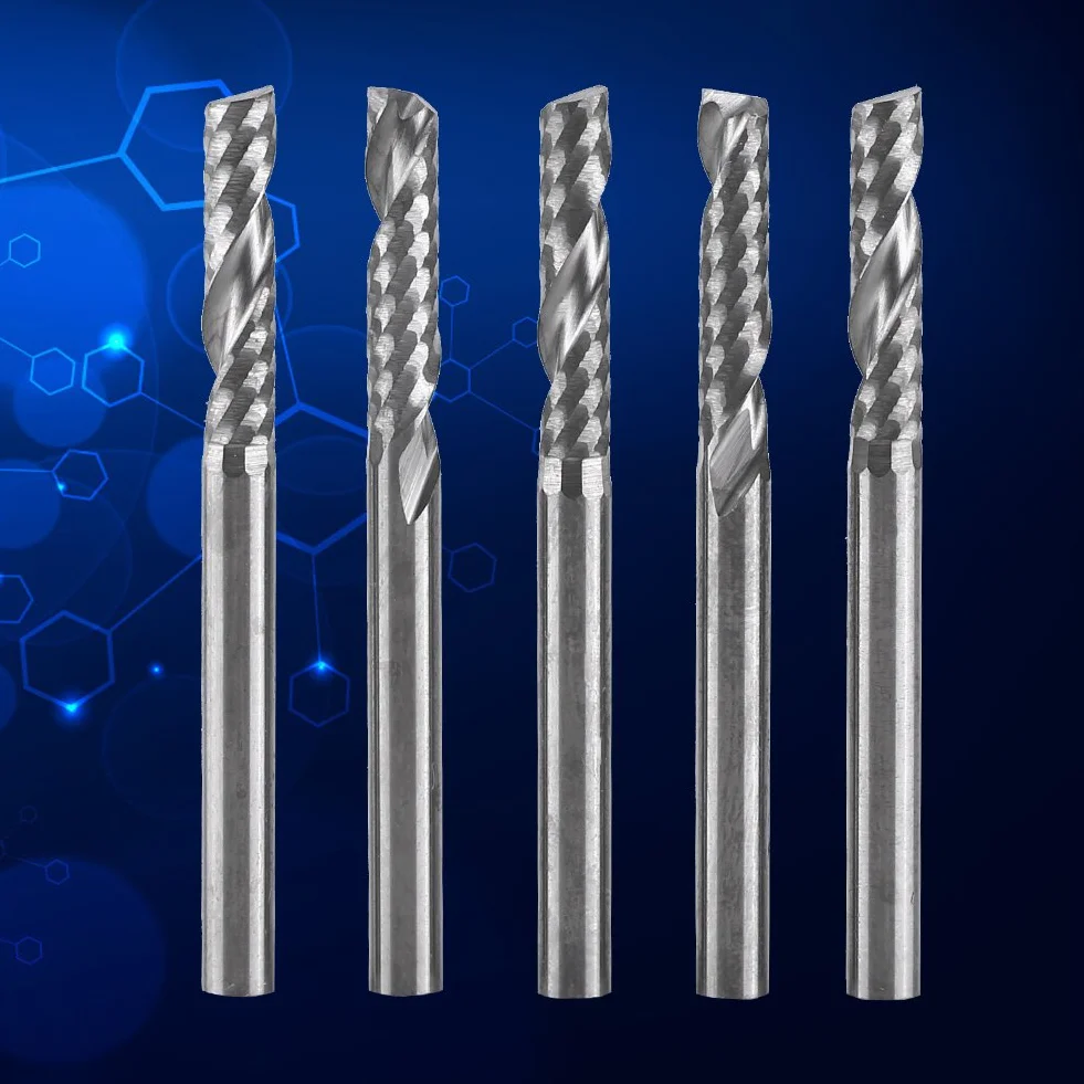 5 Sztuk 1/8 Shank Pojedynczy Rowek Frez Trzpieniowy Frez CNC Bit Narzędzie z Węglika Wolframu do Akrylu, Pcv, MDF, Cięcia Drewna