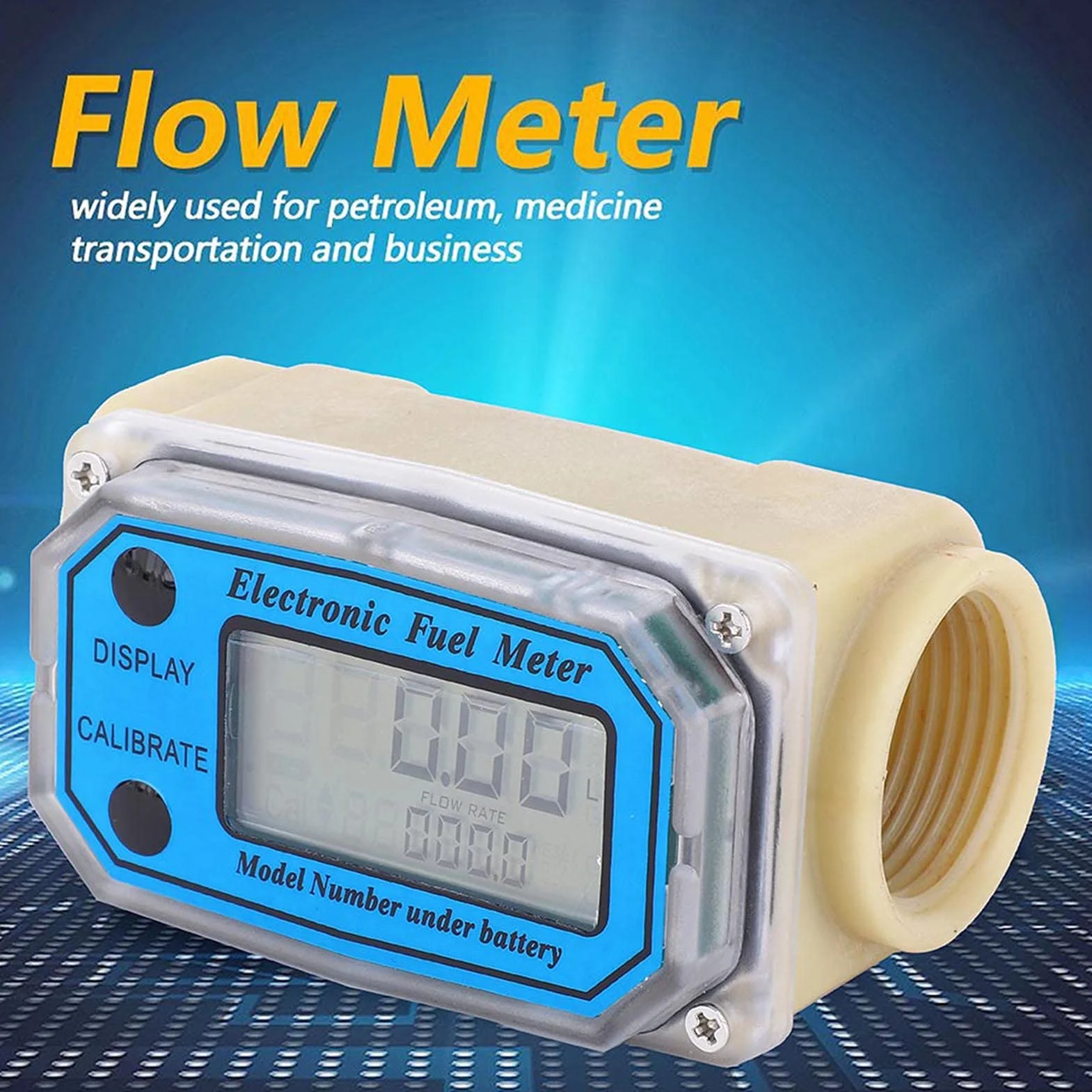 Mini Cyfrowy Przepływomierz Turbinowy LCD Cyfrowy Miernik Przepływomierz Paliwa do Silników Wysokoprężnych 15-120L/min 1 "przepływomierz NPT do Oleju Napędowego Mocznik Nafta Benzyna