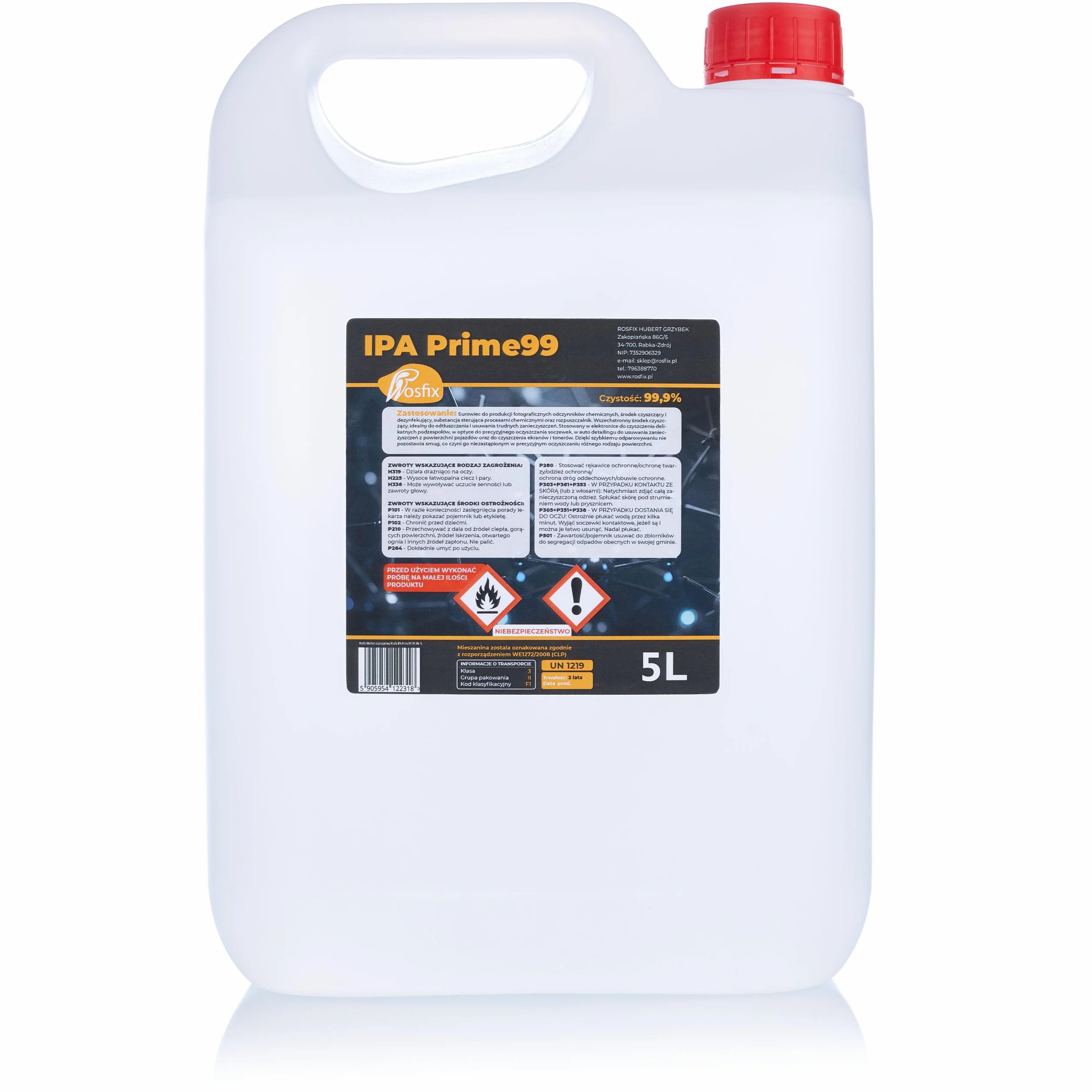 IPA Prime99 izopropanol 99,9% 5 l – alkohol czyszczący o wysokiej czystości | bez pozostałości i szybkoschnący | do elektroniki, optyki, samochodu i laboratorium | środek czyszczący