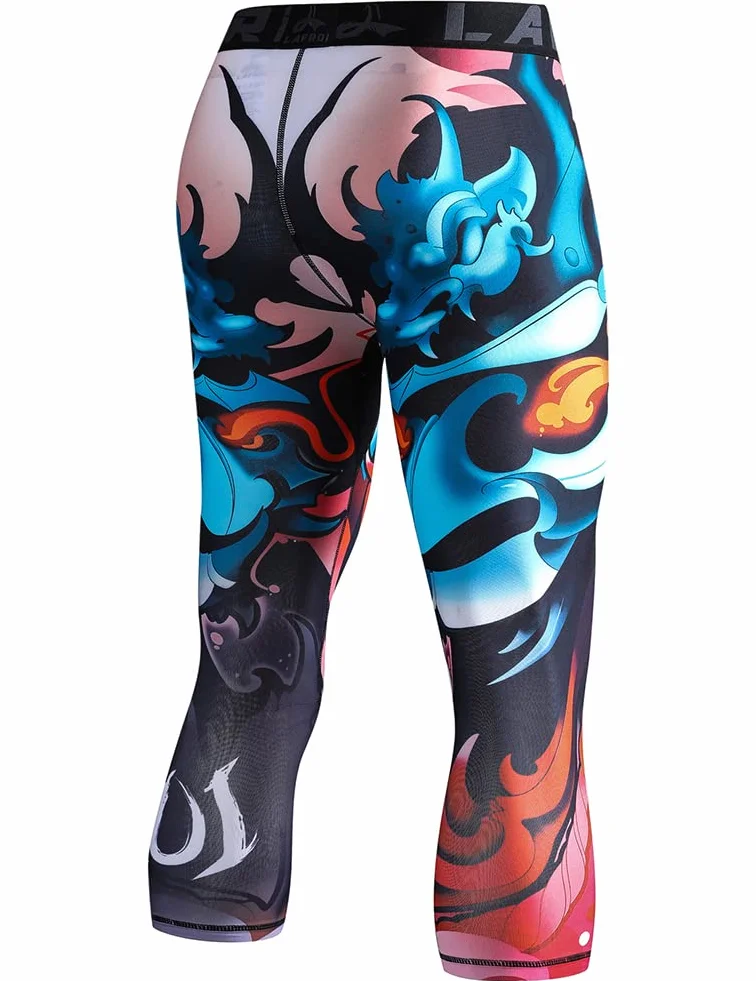 LAFROI Men's Compression Fit 3/4 Tights Leggings with Pocket YSK10