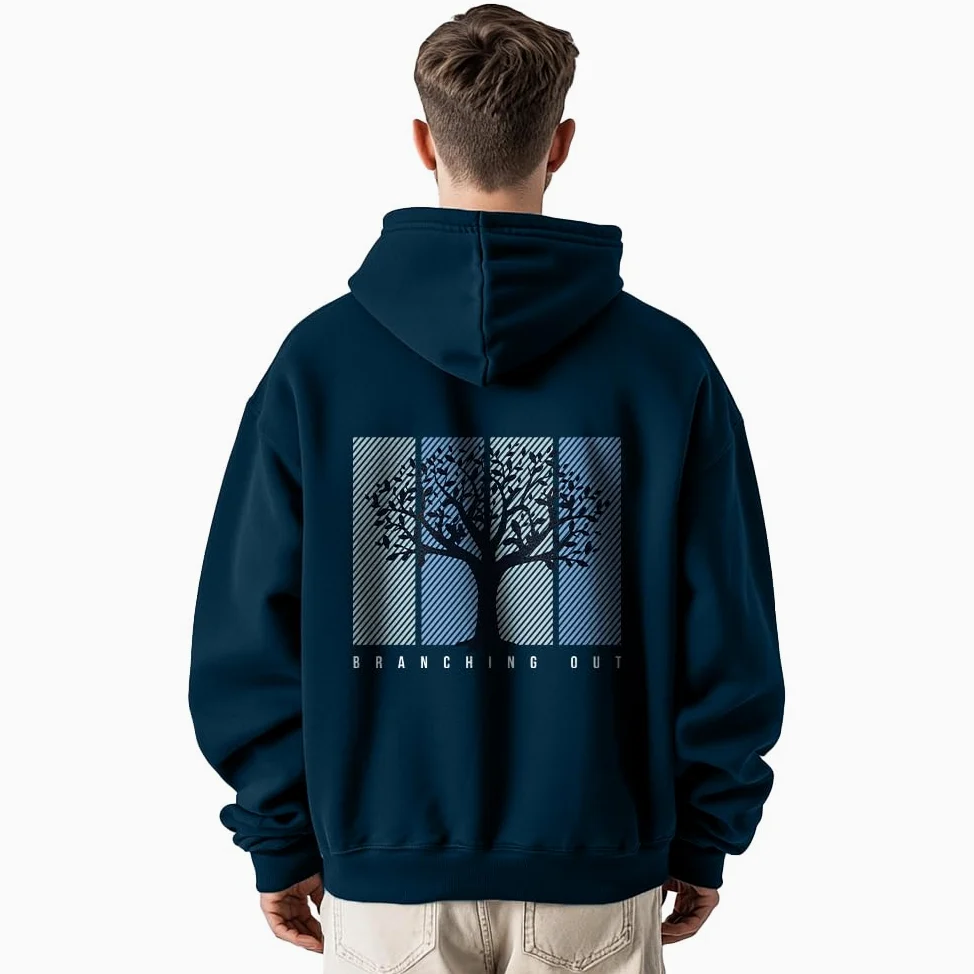 NOBERO Bluza męska z kapturem oversize z nadrukiem graficznym, bawełniany polar, długie rękawy, bluza z kapturem dla mężczyzn