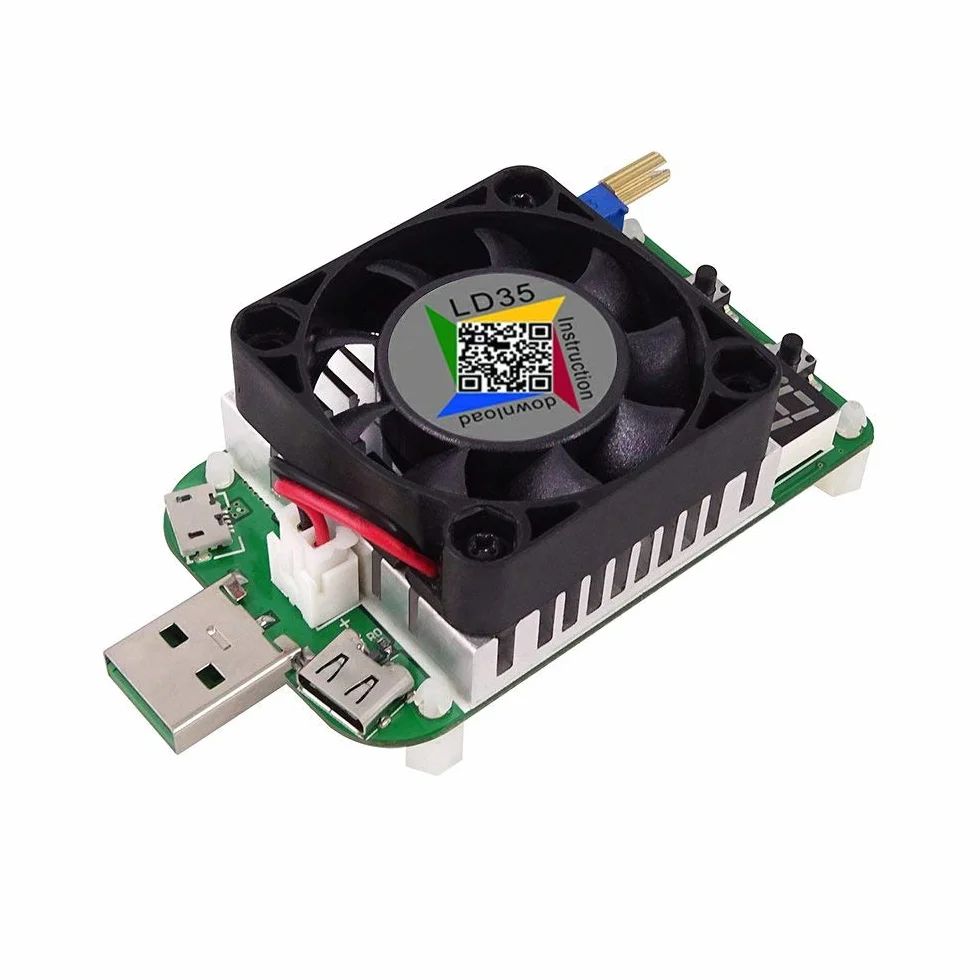 DollaTek Tester ?adowania USB Elektroniczny tester ?adowania Modu? oporu 35 W LD35 Interfejs roz?adowania USB Regulowana temperatura z wentylatorem