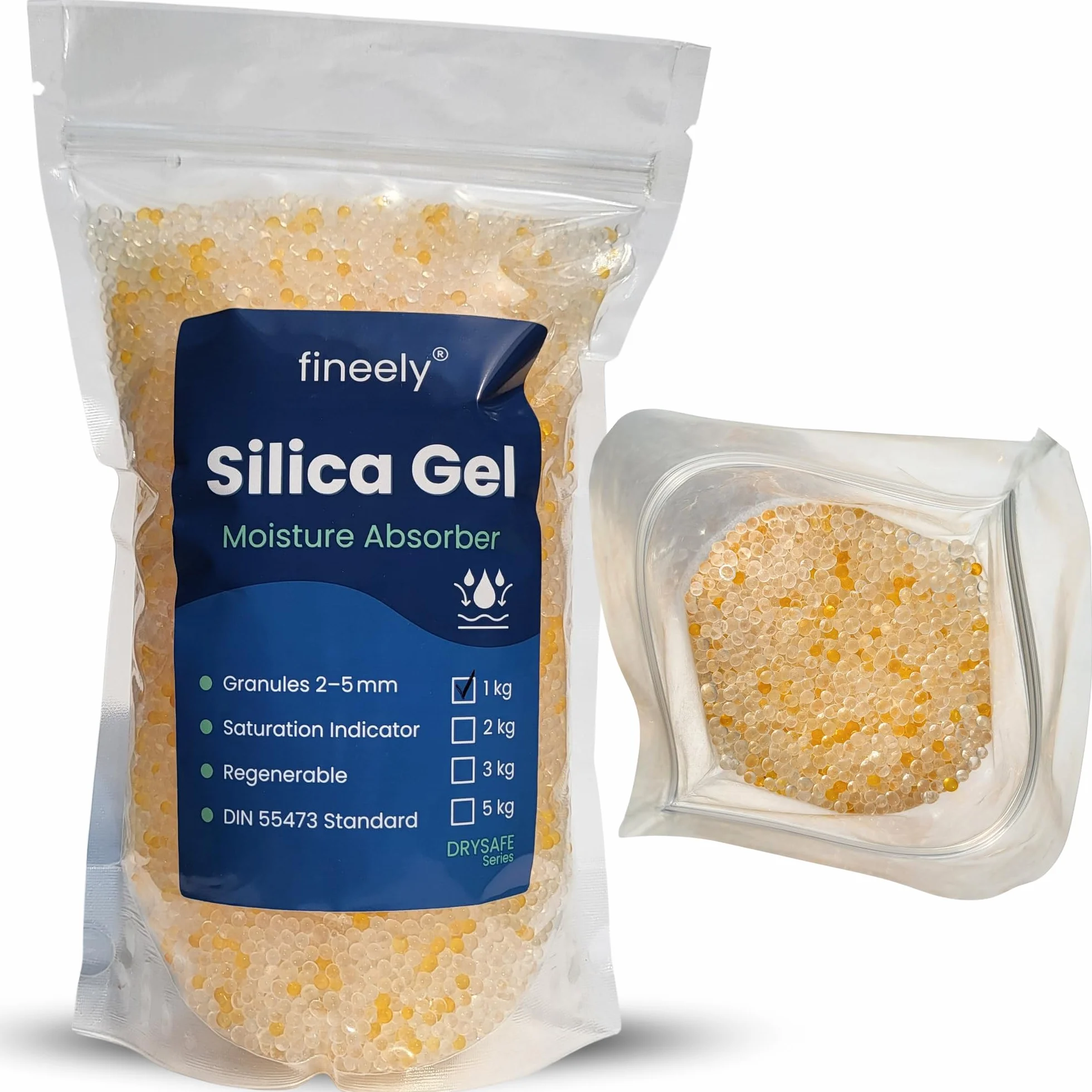 Silica Gel DUO środek osuszający 1 kg – komponenty mechaniczne – kuleczki 3–5 mm, kontrola wilgotności do opakowania, elektroniki, przechowywania