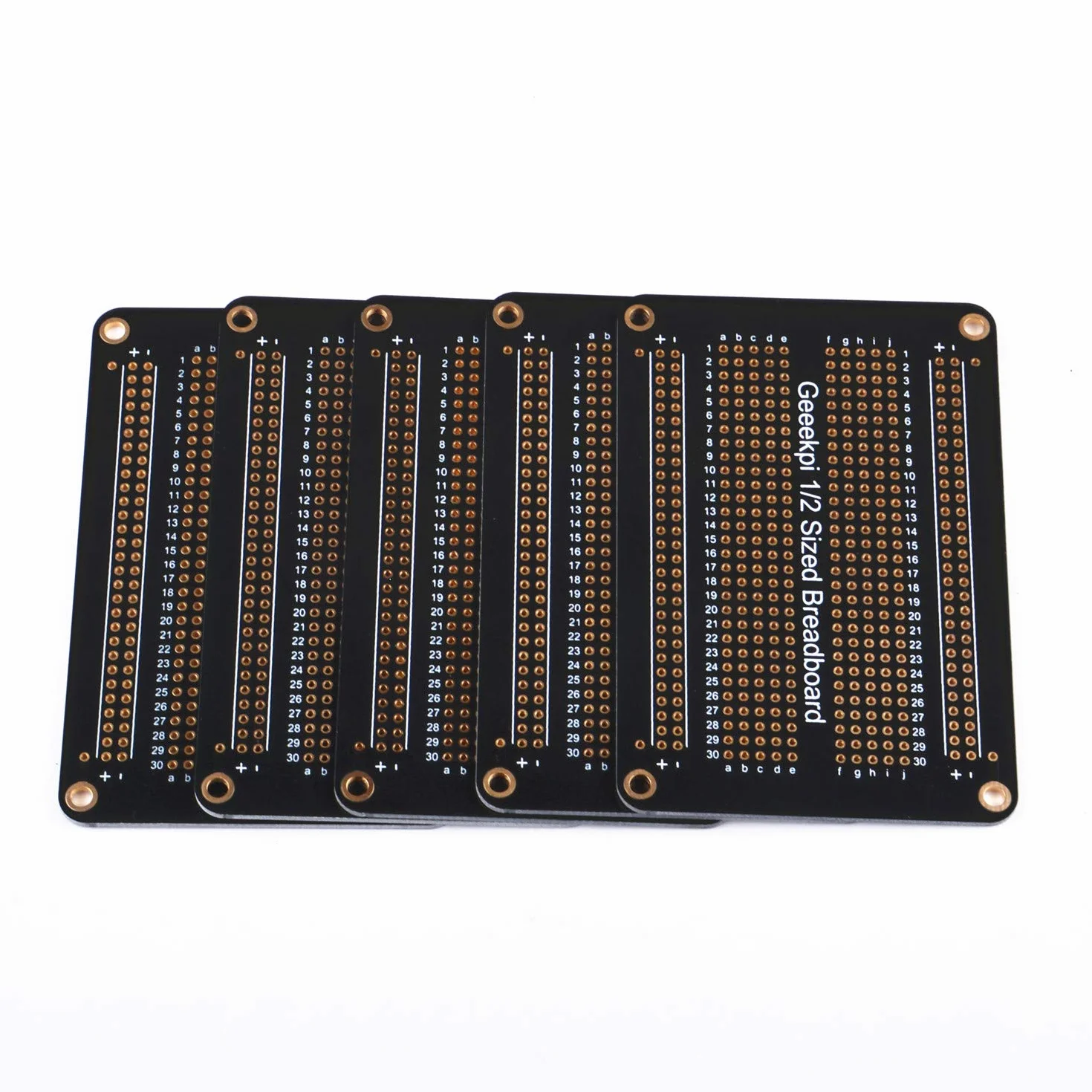 GeeekPi Zestaw 5 szt. Złoto-platerowanych płytek prototypowych PCB, dwustronna płytka do eksperymentów, płytka do lutowania, zestaw DIY do Arduino (pół rozmiar)
