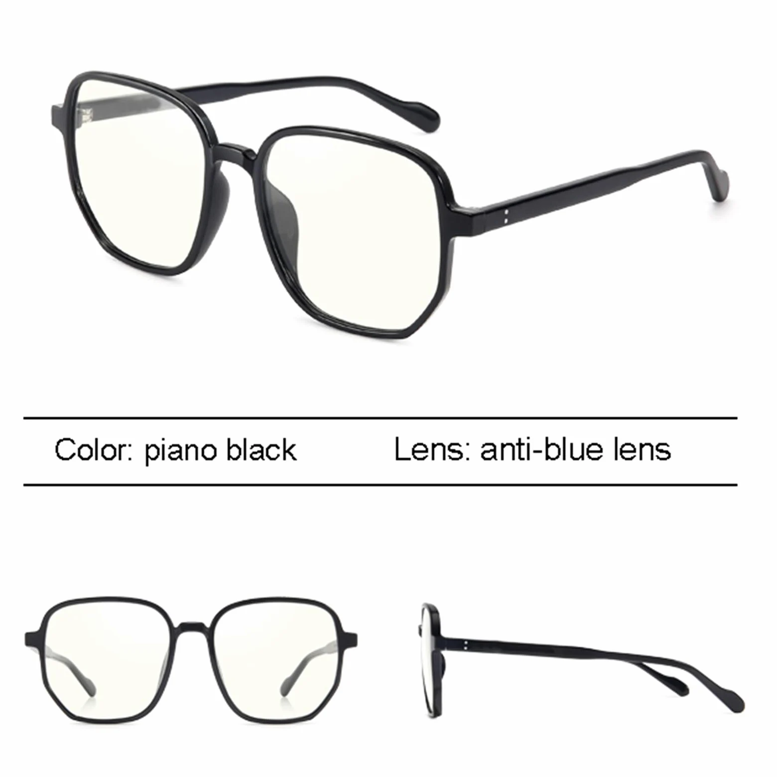 Okulary komputerowe mężczyźni antyrefleksyjne okulary ochronne antyrefleksyjne damskie okulary retro niebieskie oprawki anty-niebieskie okulary przezroczyste B
