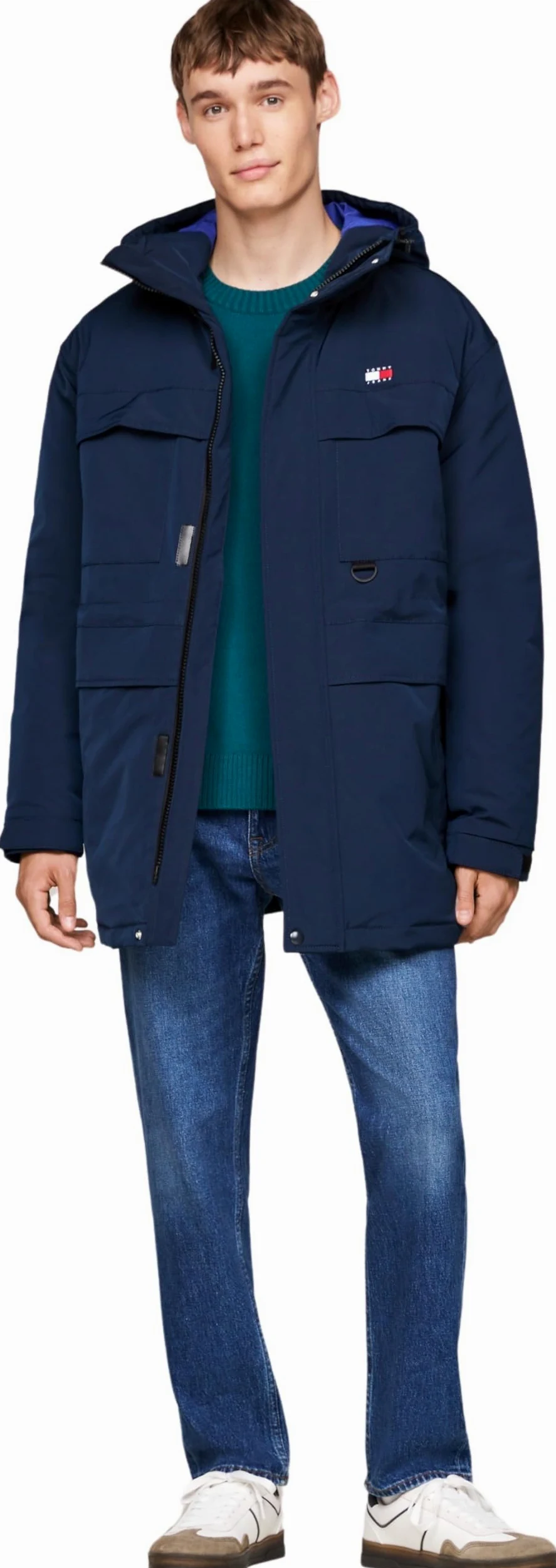 Tommy Jeans Męskie płaszcze TJM TECH CANVAS PARKA DM0DM20005 Inne płaszcze, niebieski (Dark Night Navy), XL, Niebieski (Dark Night Navy), XL