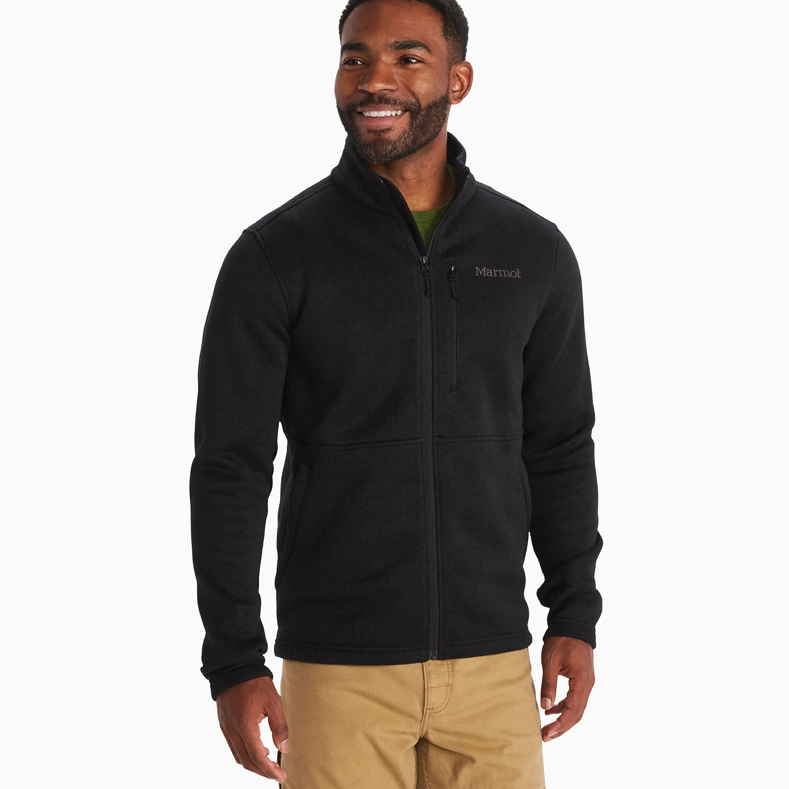 Marmot Meżczyzni Drop Line Jacket, Ciepła kurtka polarowa, kurtka turystyczna z zamkiem błyskawicznym na całej długości, oddychająca i wiatroodporna bluza, Black, L