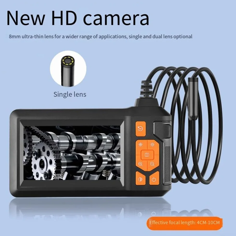 Boroskop przemysłowy z dwoma obiektywami, cyfrowa kamera inspekcyjna boroskopowa 1080p, wodoodporna kamera 7,9 mm IP67, kamera kanalizacyjna z ekranem LCD 4,3 cala, 8 diod LED, półsztywny
