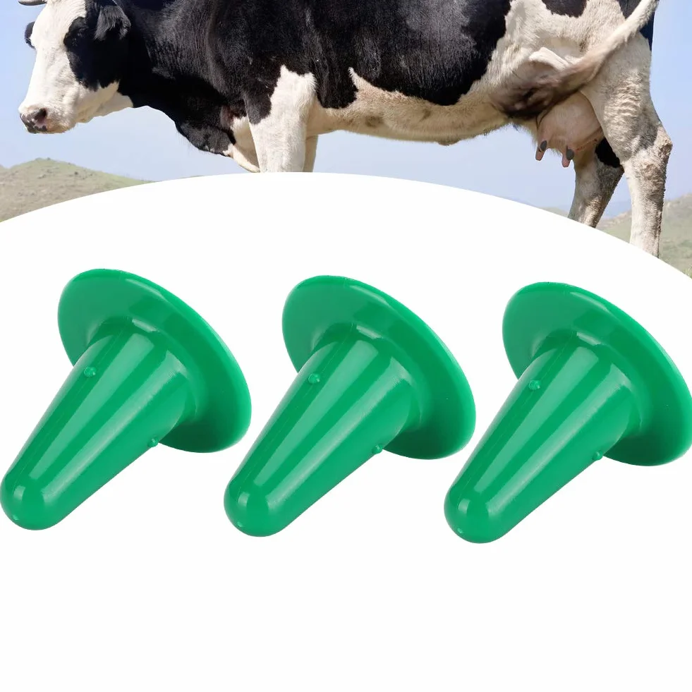 Sztuczny Smoczek dla Krowy, Plastikowe Twarde Smoczki do Dojarki, 3 szt. Urządzenie do Karmienia Bydła dla Cieląt i Zwierząt Gospodarskich, Rozmiar 6 Cm (GREEN)