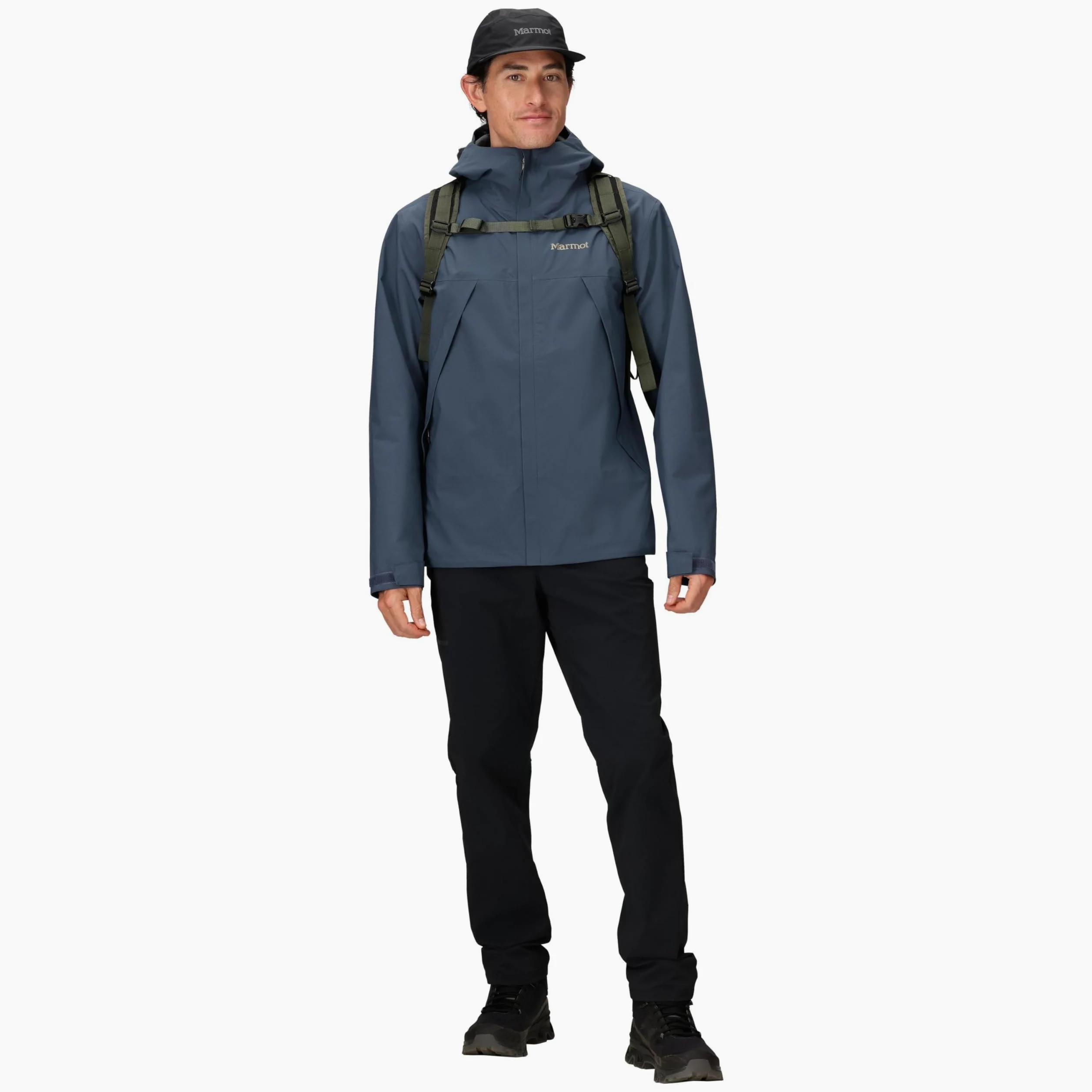 Marmot Meżczyzni PreCip Eco Pro Jacket, Wodoodporna Kurtka, Lekka Kurtka Przeciwdeszczowa z Kapturem, Thunderhead, L