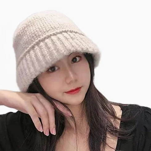 Czapki damskie zimowe jesienne czapki typu beanie kapelusz bucket damski miękki outdoor solidny dzianinowy