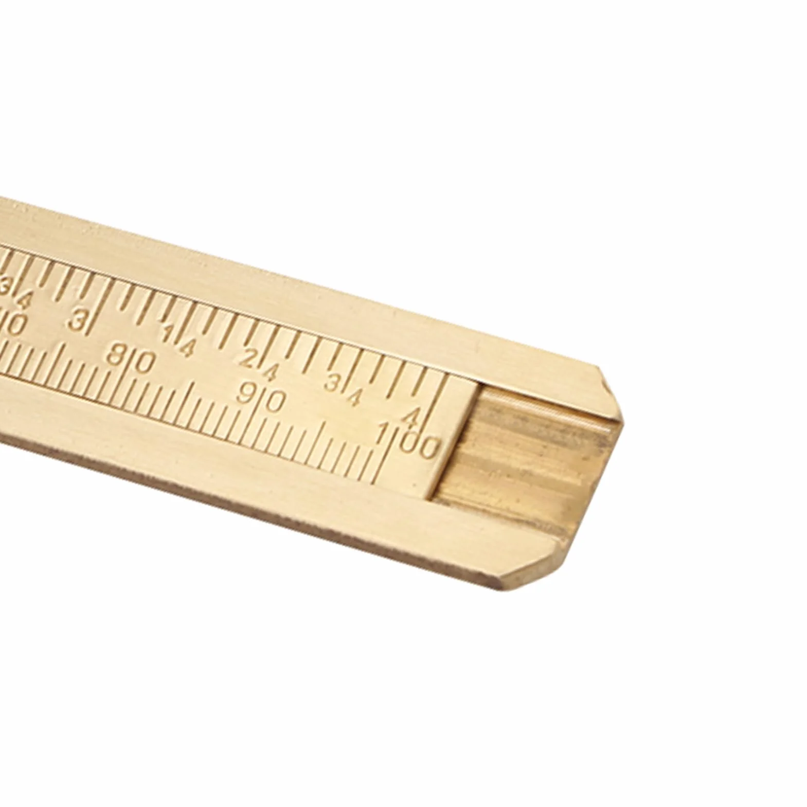 FTVOGUE Mosiężna suwmiarka, narzędzie pomiarowe, mini linijka kieszonkowa, podwójna skala mm/cal (100 mm)