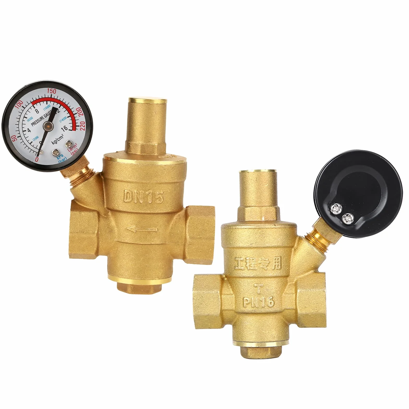 Zawór regulacji ciśnienia DN15 26 mm zawór redukcyjny ciśnienia, mosiądz, regulowany regulator ciśnienia wody z manometrem