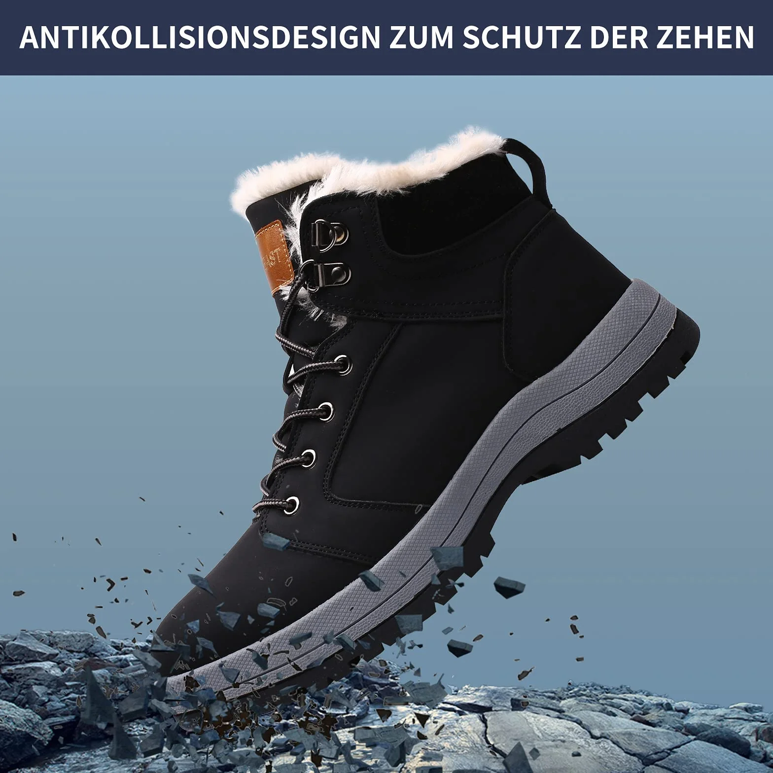 visionreast Ciepłe buty zimowe z podszewką, unisex, wodoszczelne, buty trekkingowe, buty zimowe, dla mężczyzn i kobiet, antypoślizgowe, sznurowane, do aktywności na świeżym powietrzu