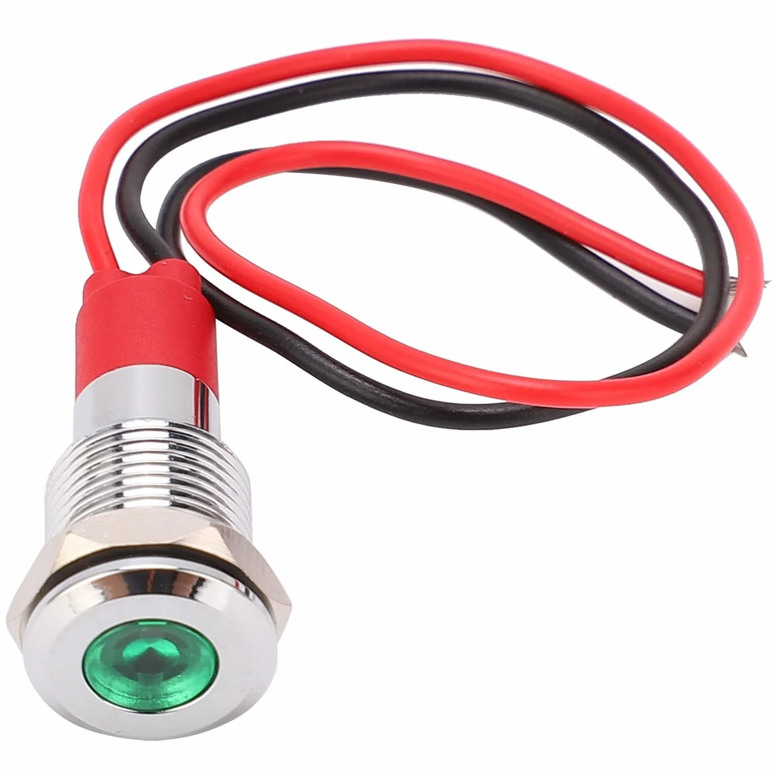 Metalowa Lampka Kontrolna LED Metalowa Lampka Kontrolna LED 10 Mm 220 V, Wodoodporna Zasilanie Mały Przewodowy Mosiądz Niklowany Pyłoszczelna Lampka Sygnalizacyjna 10 Mm Zielony (220 V)