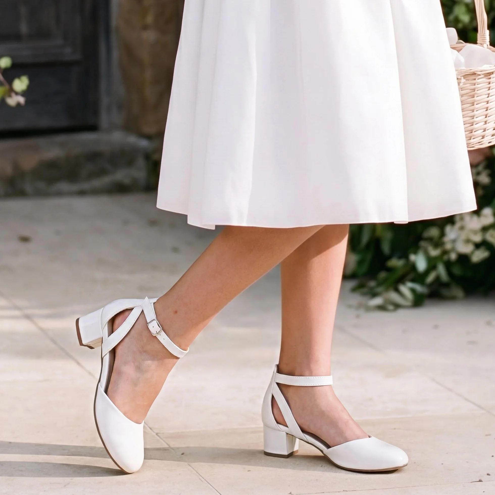 Dream Pairs dziewczęce buty do sukienki zamknięte palce wysokie obcasy pasek na kostkę maluch małe duże dziecko ślub kwiat impreza pompka