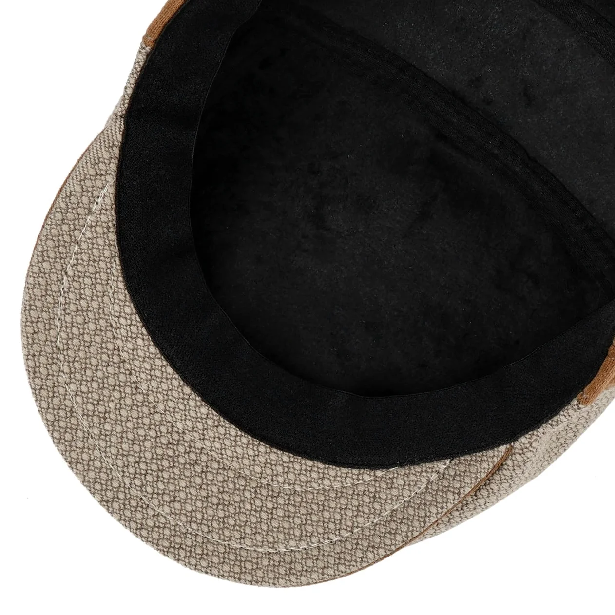 LIERYS Burnham Patchwork płaska czapka z daszkiem męska – wyprodukowana we Włoszech z daszkiem, na jesień, zimę, jesień, zimę, rozmiar S (54-55 cm), beżowo-brązowa