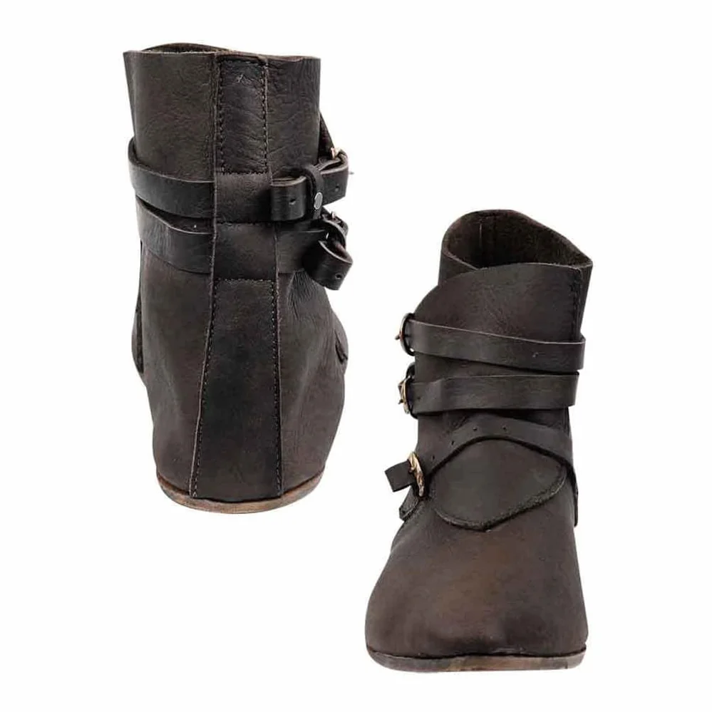 Buty z krótkimi kostkami Retro Knight Cosplay - 1 para PU skórzane buty wikingów