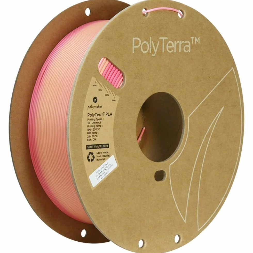 Polymaker Matowy filament PLA 1,75 mm wiosna, różowy, wielokolorowy, gradient, 1,75 PLA, filament do drukarki 3D, 1 kg, PolyTerra 1,75 PLA Filament matowy, gradient sprężynowy, filament do drukowania