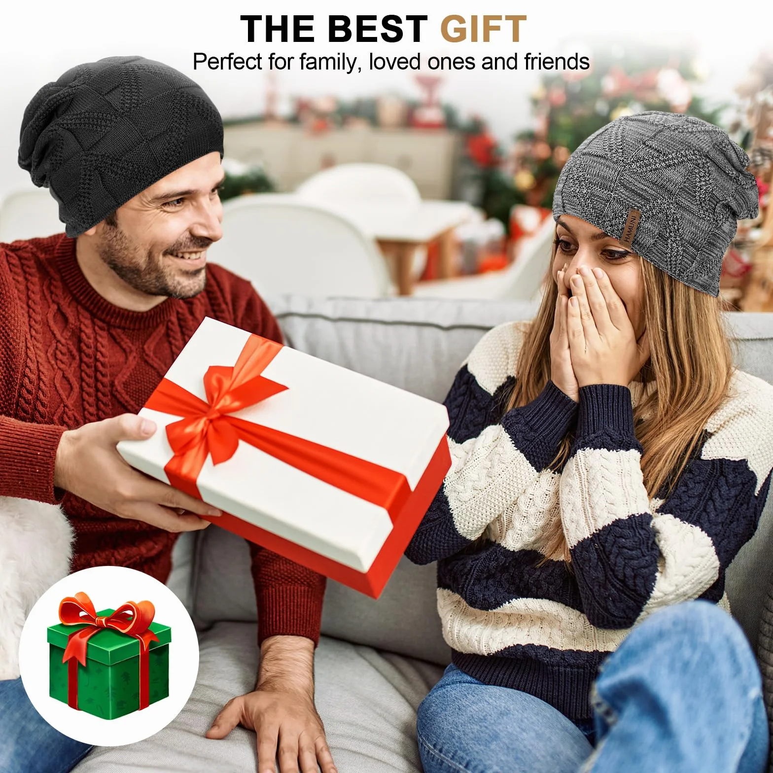 HAMUNI Czapka damska, przewiewna dzianinowa czapka męska, czapka typu beanie z miękką podszewką polarową, unisex, czapka zimowa, klasyczna, na jesień, zimę i wiosnę