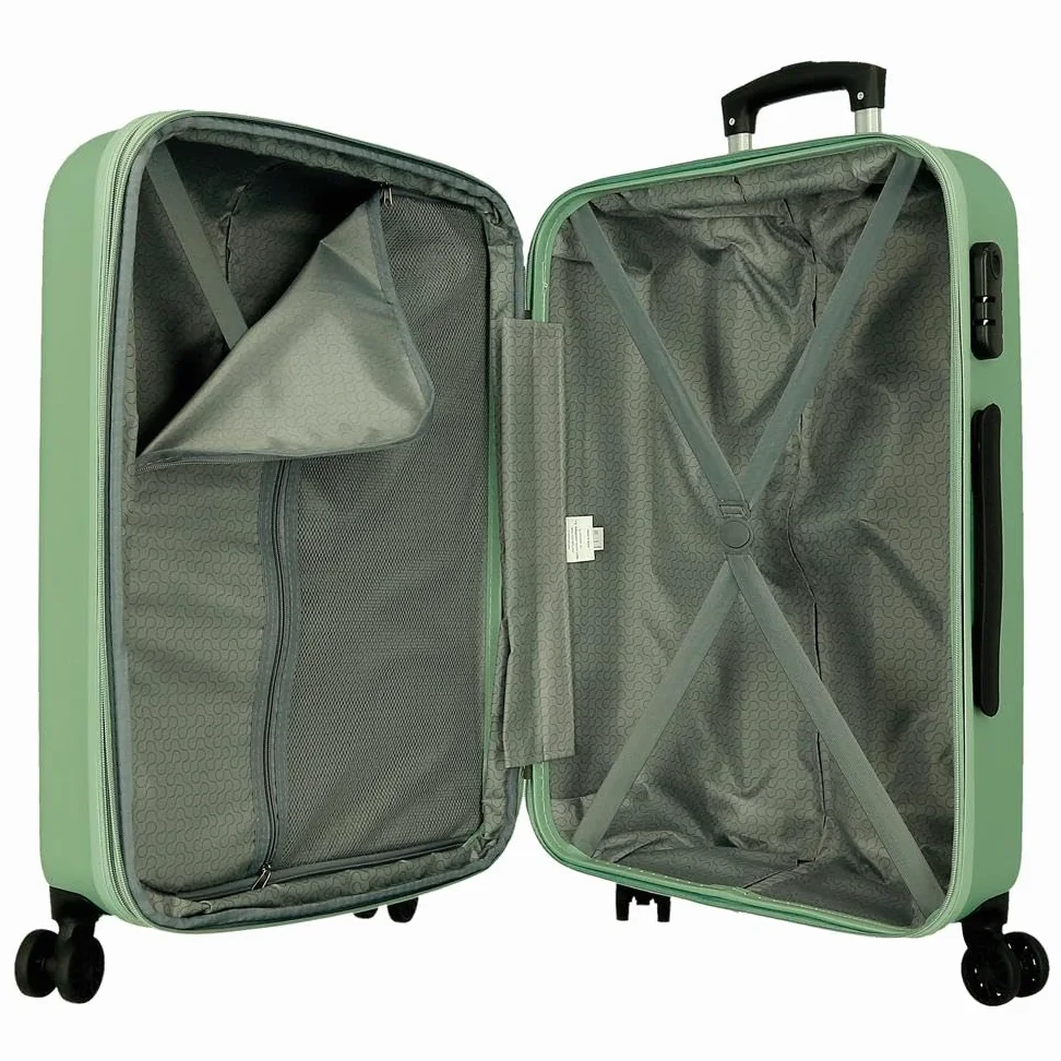 Roll Road Kambodża walizka kabinowa, zestaw walizek z twardego tworzywa ABS, różne rozmiary, zamek szyfrowy z boku 4 koła podwójne bagaż ręczny, Zielony, 75 cm x 52 cm x 30 cm, Duża walizka