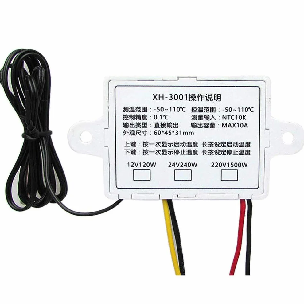 Hailege XH-W3001 220 V cyfrowy kontroler temperatury LED, termostat NTC, próbka 10 K