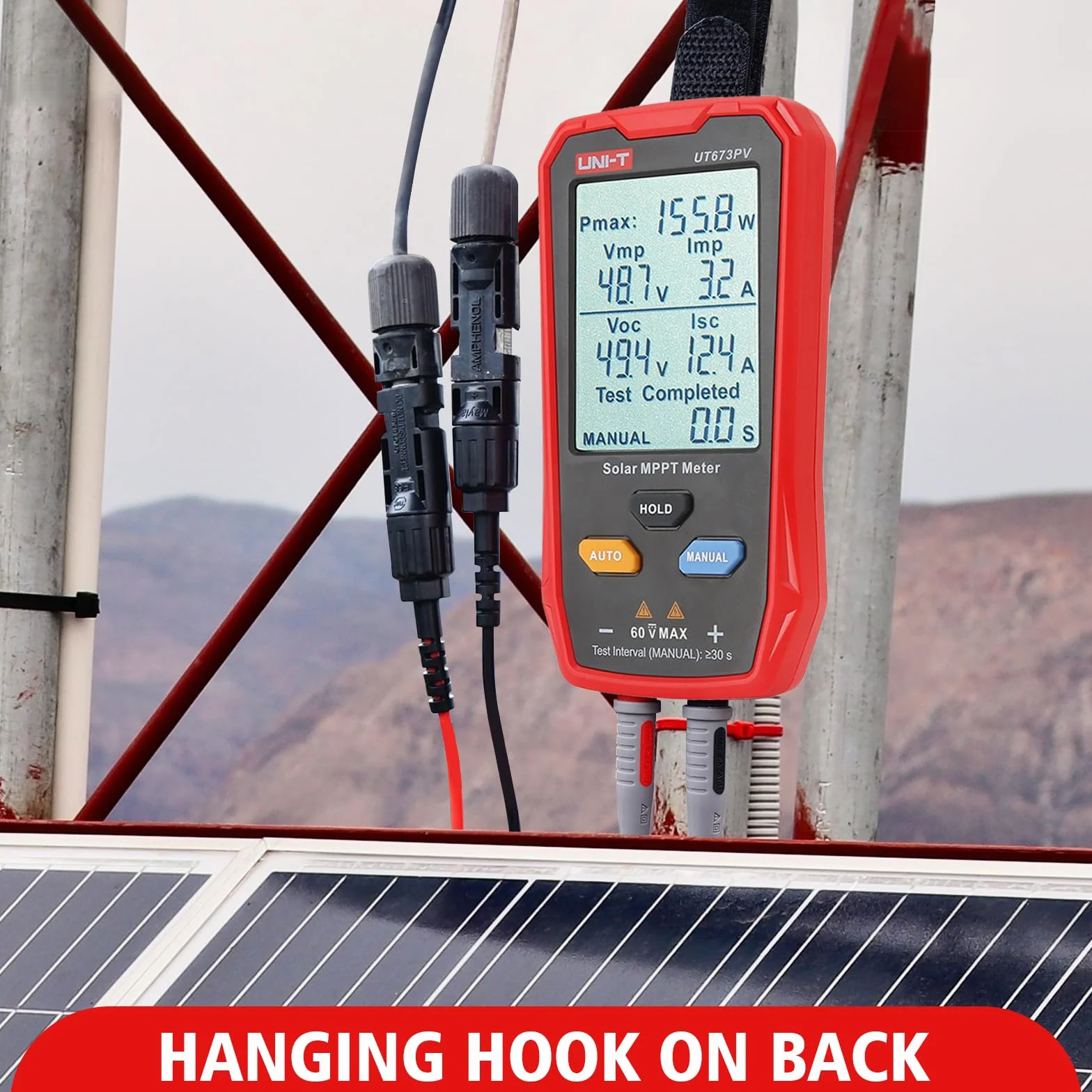 UT673PV tester paneli słonecznych, 800 W, multimetr fotowoltaiczny z wyświetlaczem LCD, fotowoltaicznym panelem słonecznym, tester mocy, inteligentny MPPT rozwiązywanie błędów napięcia jałowego, nie