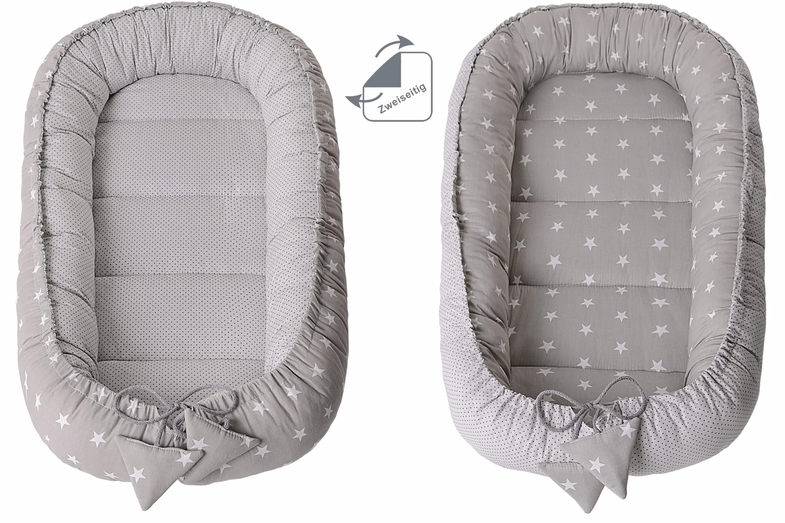 Medi Partners 5el. Kokon Niemowlęcy 100x60x15cm Wyjmowana Wkładka Kocyk Plaska Poduszka Rozek Niemowlecy Lozeczko 100% Bawełna