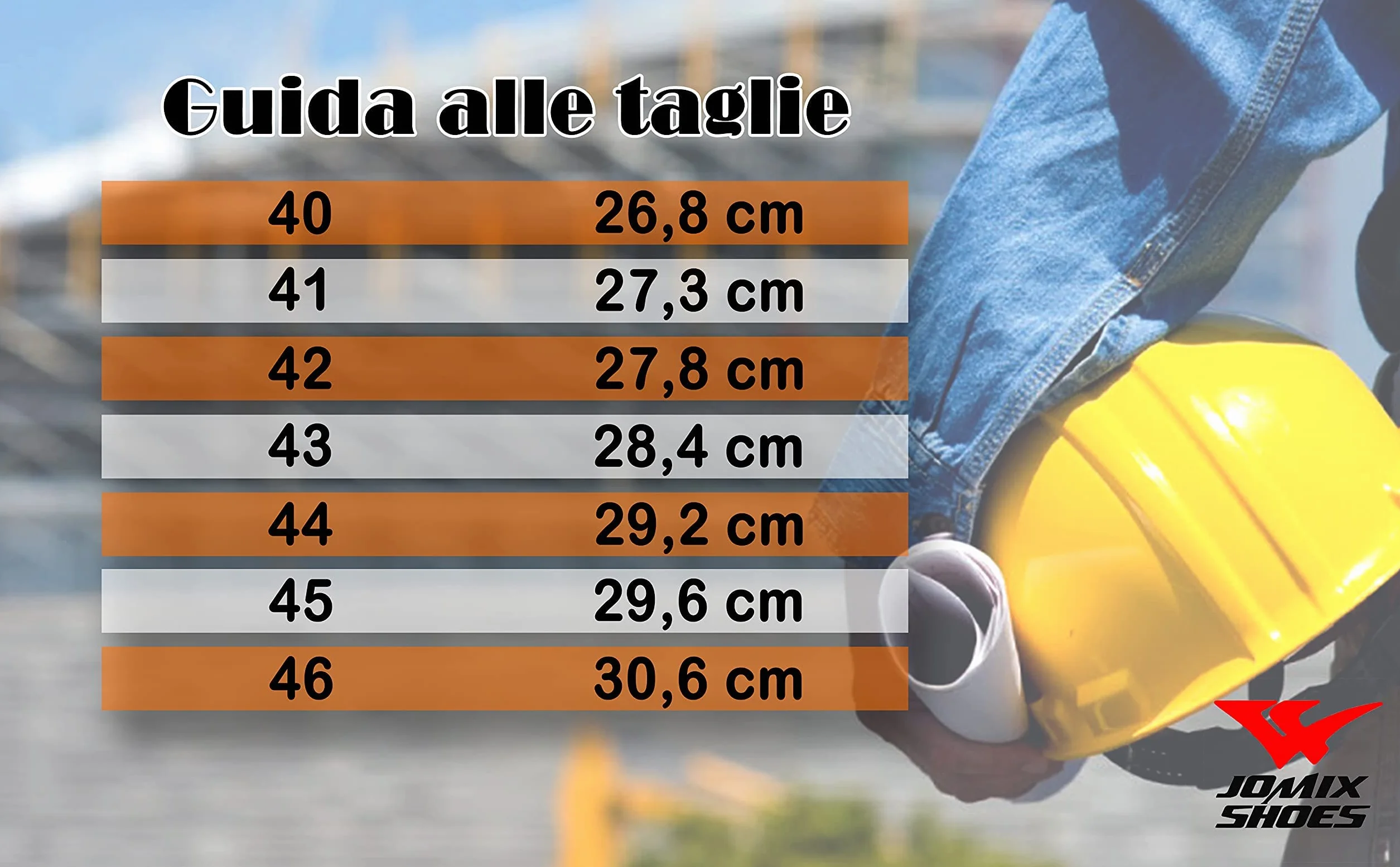 JOMIX Buty ochronne dla mężczyzn i kobiet, buty robocze dla chłopców, antypoślizgowe, wzmocniona końcówka, stal, 04 szary pomarańczowy, 47 EU