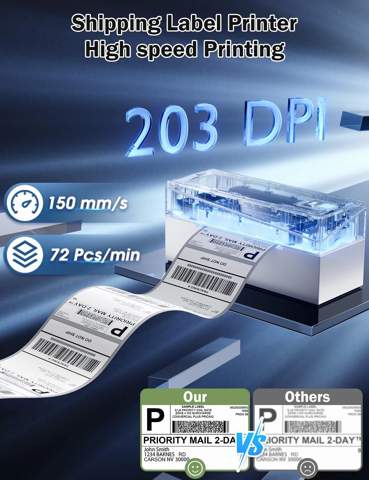 Memoking Drukarka etykiet Bluetooth DHL, przenośna drukarka termiczna 4 x 6 etykiet dla małych firm rodzinnych, 249-BT Label Printer do Ebay, Etsy, UPS, USPS, Amazon, Royal Mail, Hermes, Shopify