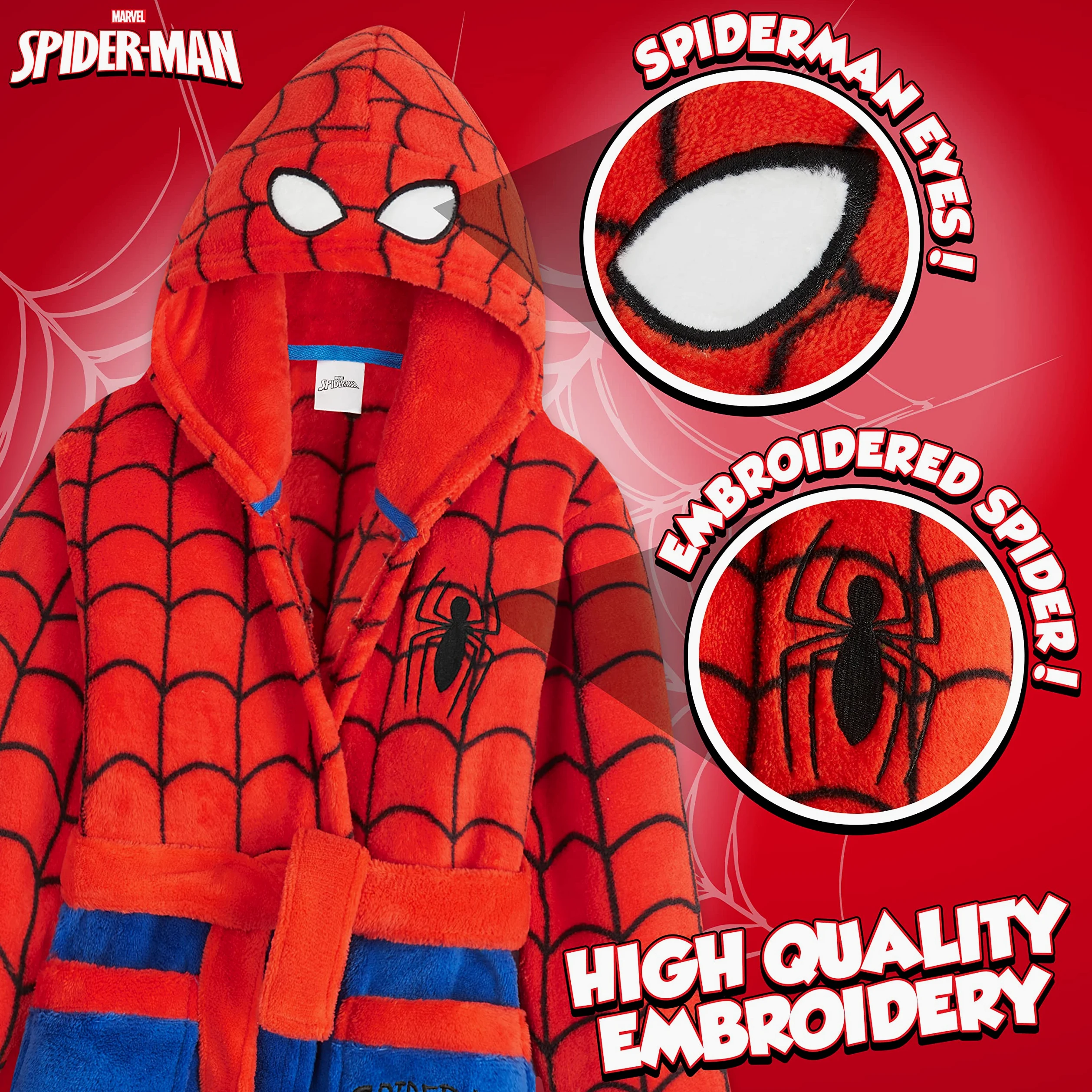 Marvel Szlafrok chłopięcy, puszysty szlafrok Spiderman