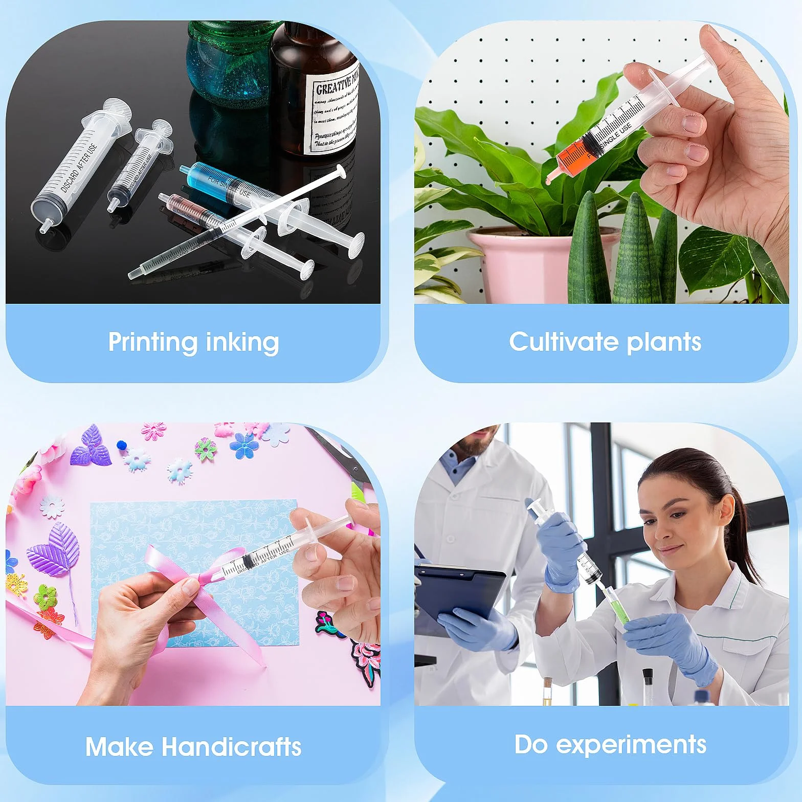 Amabro 5-częściowy zestaw strzykawek 1 ml, 3 ml, 5 ml, 10 ml, 20 ml, tworzywo sztuczne, strzykawki do płynów z pomiarem, do laboratoriów, karmienia zwierząt domowych, dozowania pokarmu, doustny
