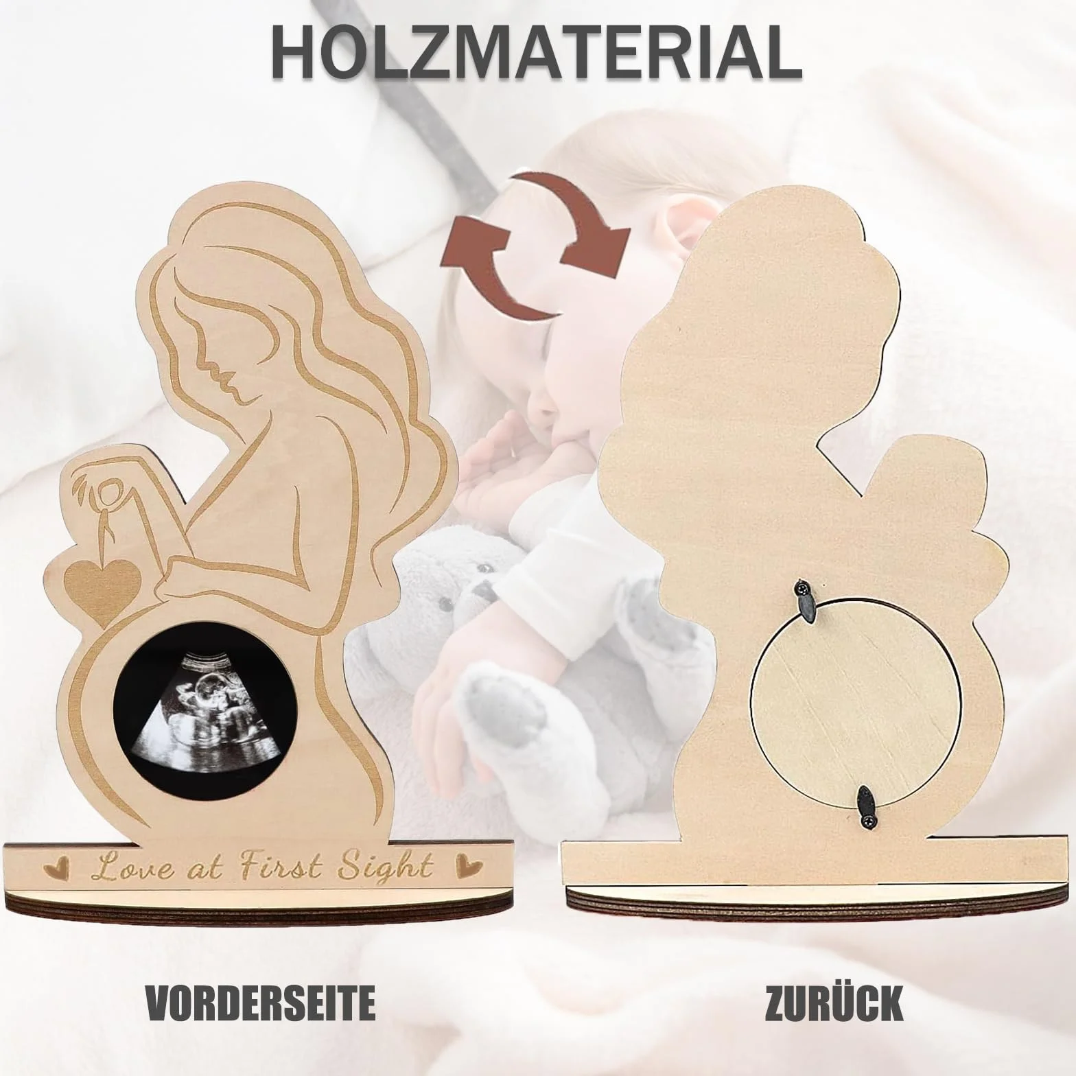 Ramka na zdjęcia dla niemowląt, dla kobiet w ciąży, prezent dla niemowląt, ultradźwięki, ramka na zdjęcia z drewna, ultradźwięki, ramka na zdjęcia