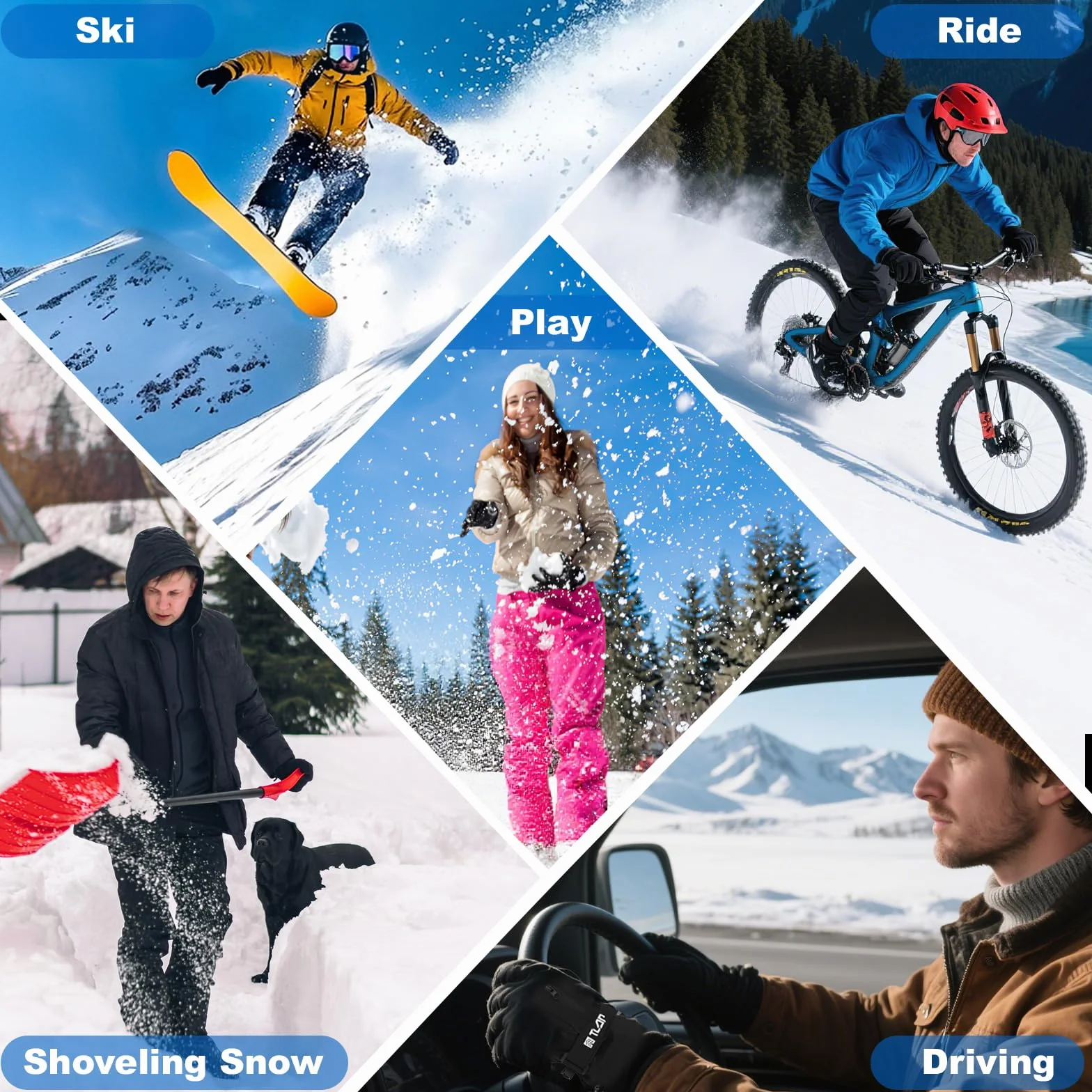 3M Thinsulate Rękawice Narciarskie Dla Mężczyzn I Kobiet, Wiatroszczelne Ciepłe Rękawice Narciarskie, Ekran Dotykowy Antypoślizgowe, Do Jazdy Na Nartach, Snowboardzie, łYżwach, Wędrówek (XL)