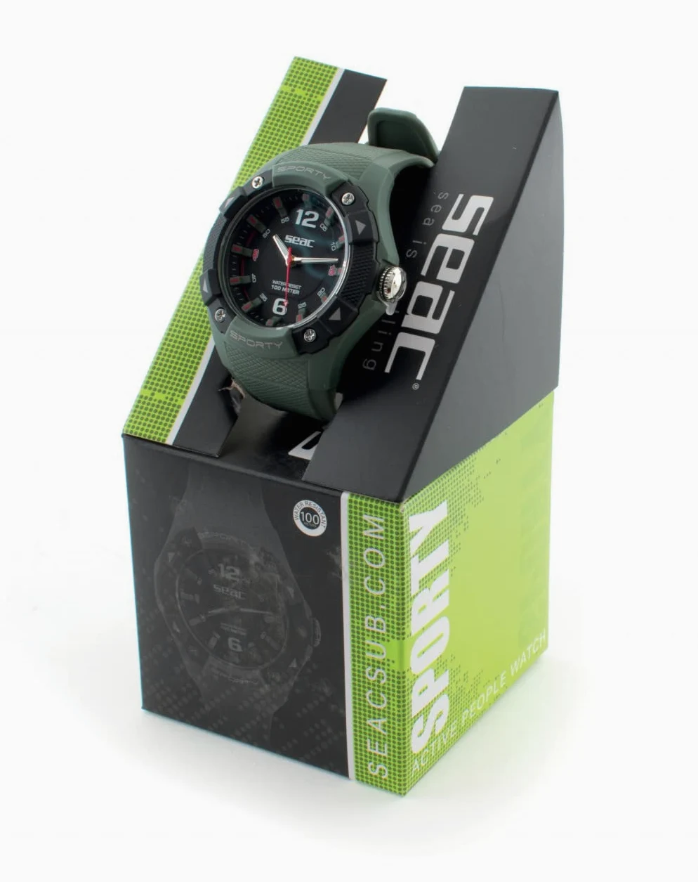 Seac Unisex Adult Sporty zegarek na rękę z gumową taśmą, wodoszczelny 100 m