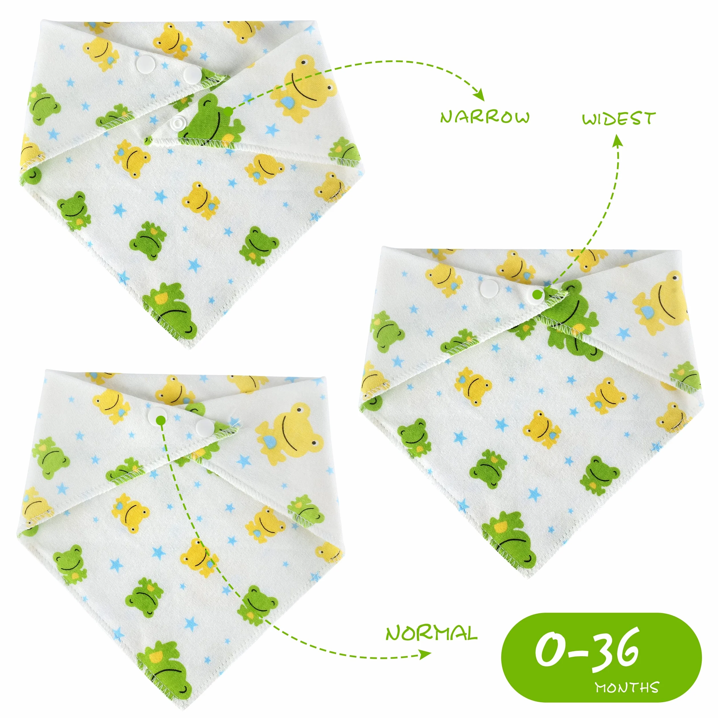 8x Śliniaki Bandana dla Niemowląt, 100% Bawełna Bandana dla Dziewczynki i Chłopca 0-36 miesięcy, Śliniaki dla Niemowląt z Zatrzaskami, Chłonne Śliniaki-apaszki z gryzakiem do karmienia