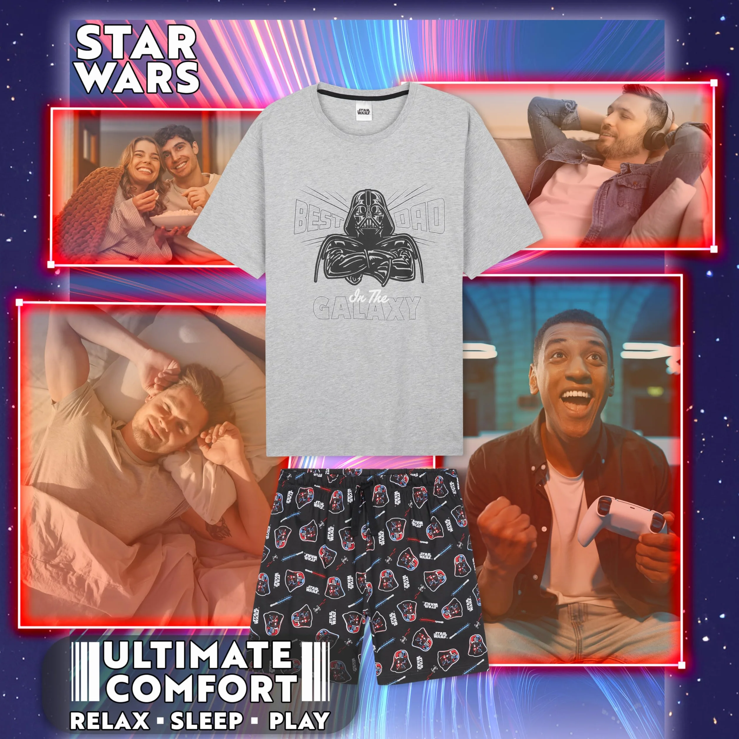Disney Star Wars męska krótka piżama, odzież domowa dla taty